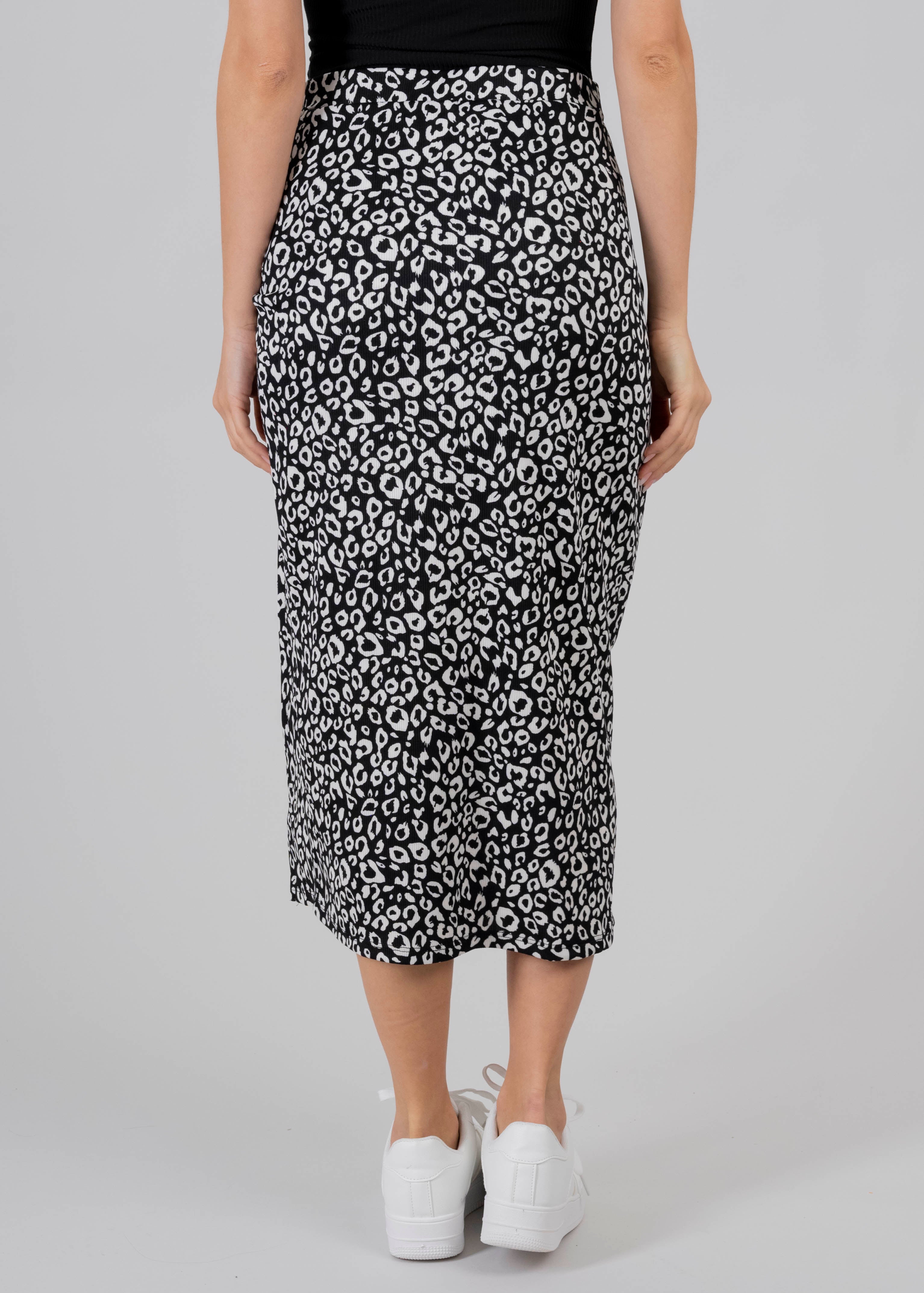 Animal Print Midi Skirt BLACK COMBO