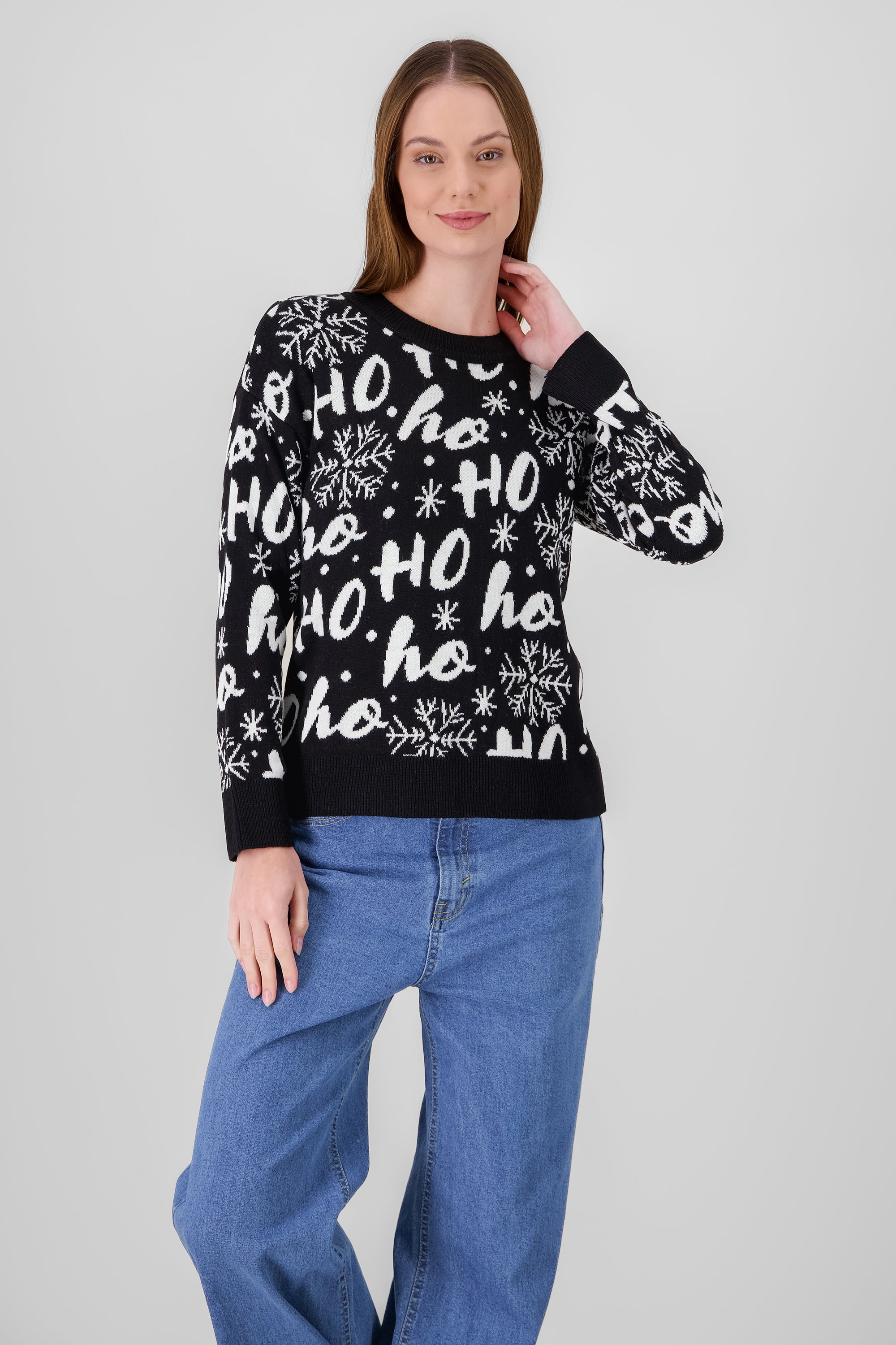 Ho Ho Christmas Sweater BLACK COMBO