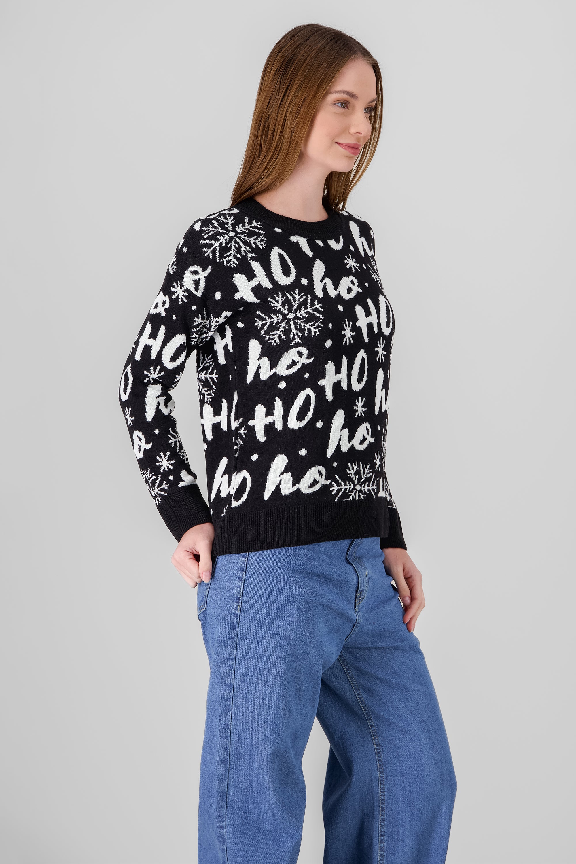 Ho Ho Christmas Sweater BLACK COMBO