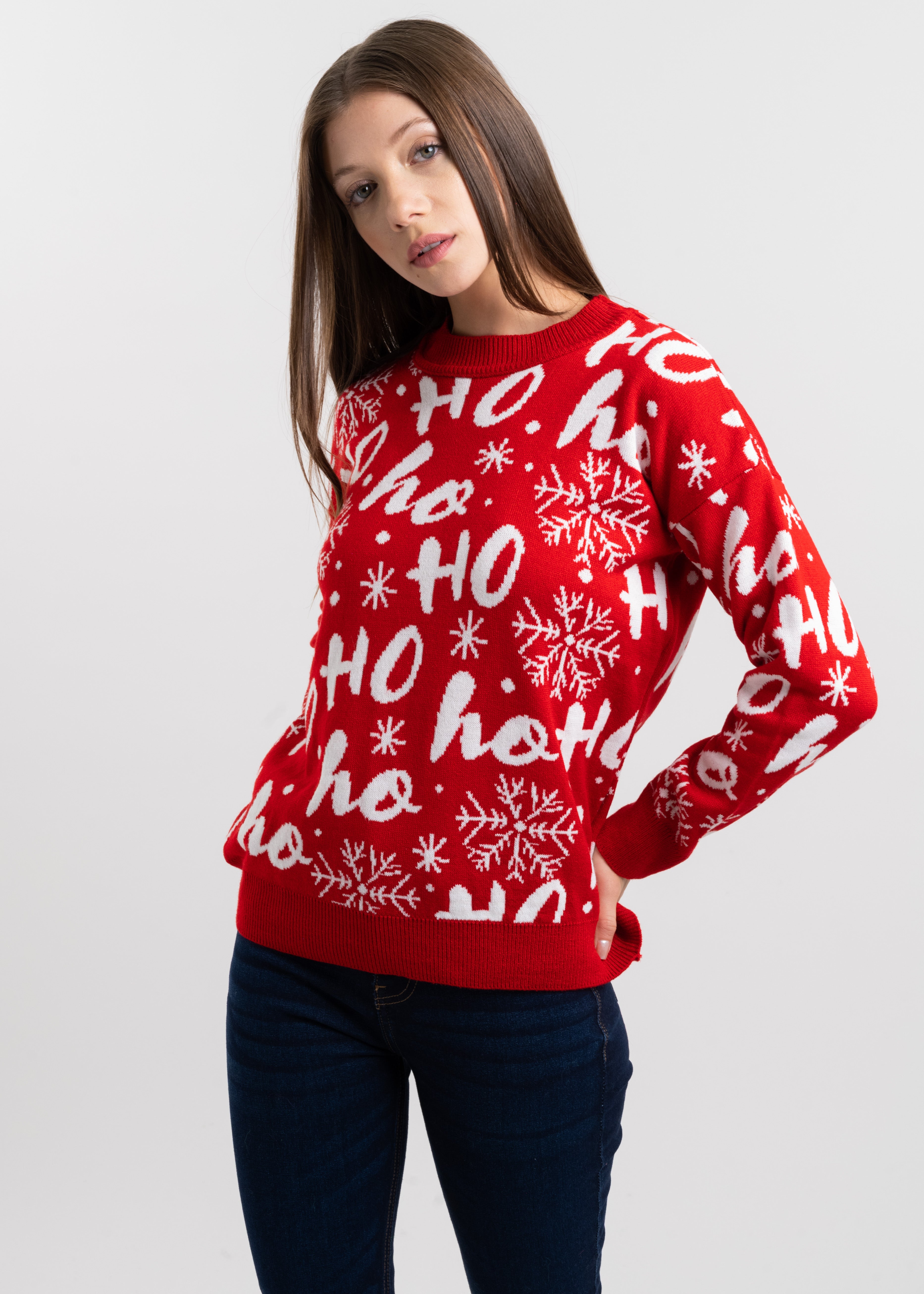 Ho Ho Christmas Sweater RED COMBO