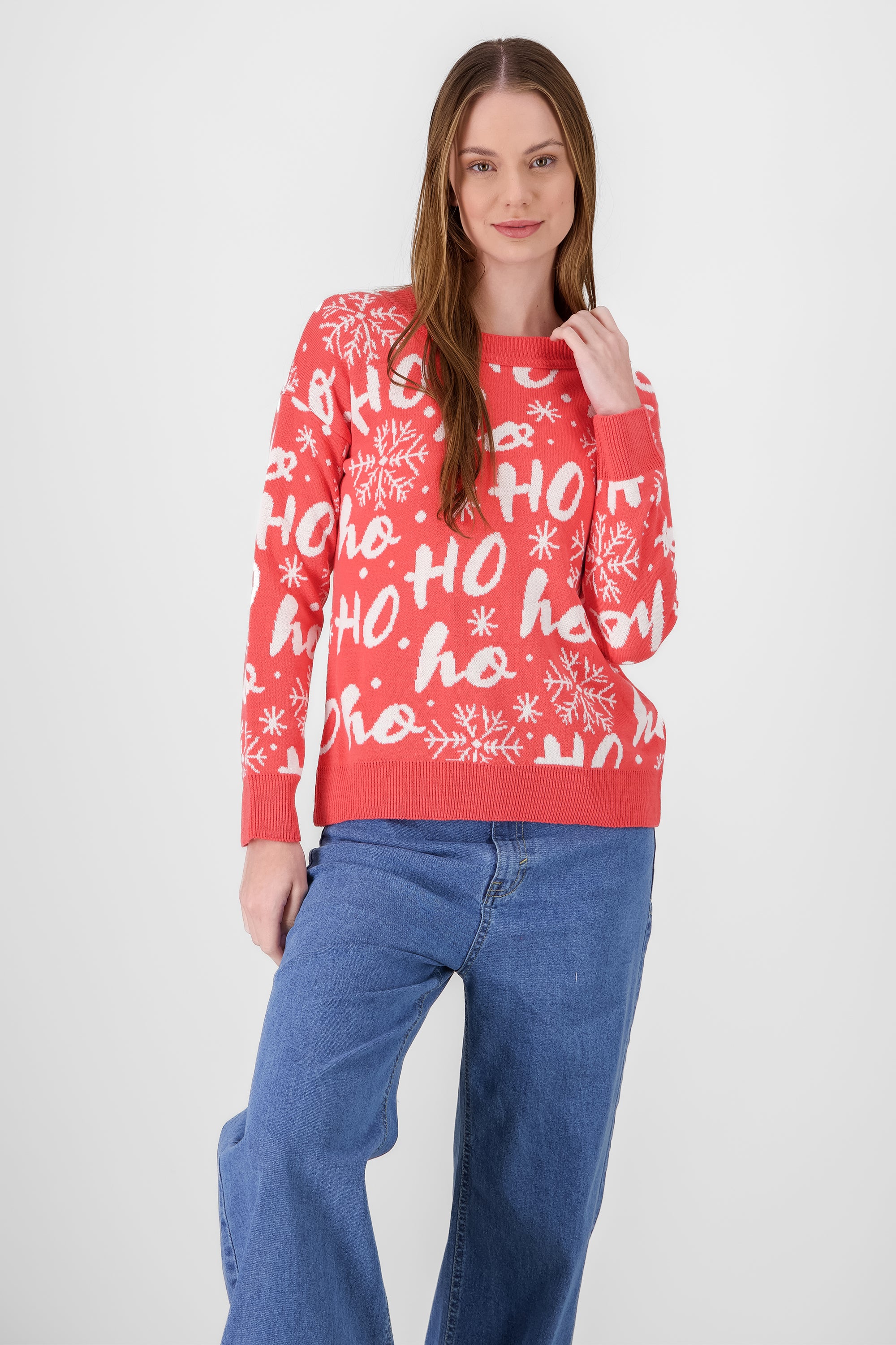 Ho Ho Christmas Sweater PINK COMBO