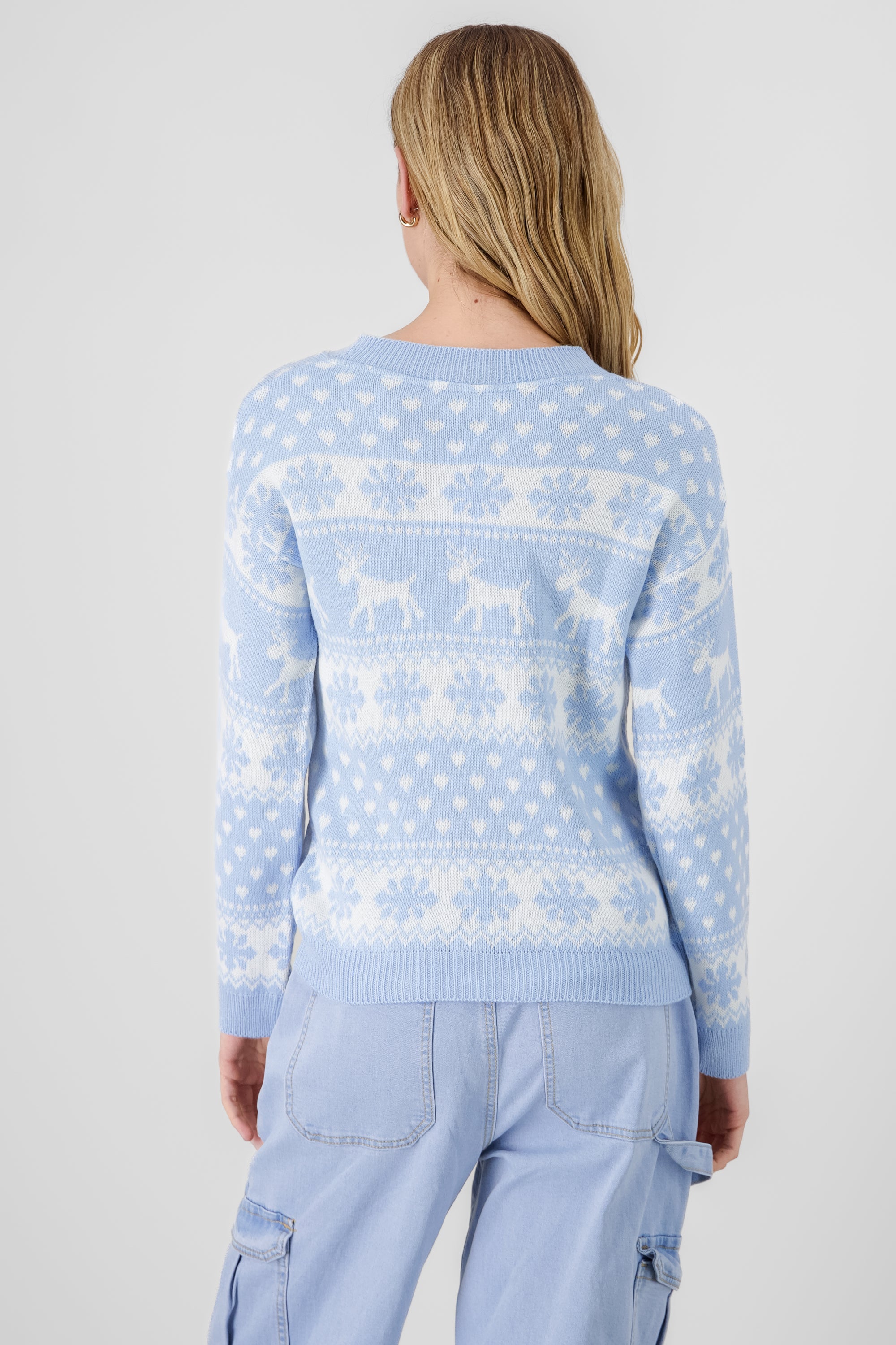 Reindeer Christmas Sweater SKY BLUE