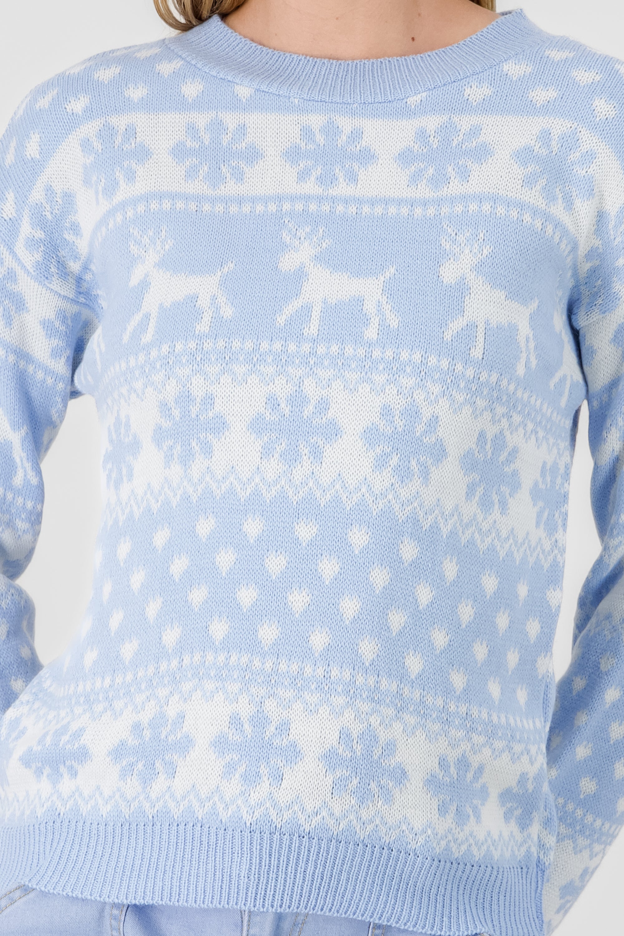 Reindeer Christmas Sweater SKY BLUE