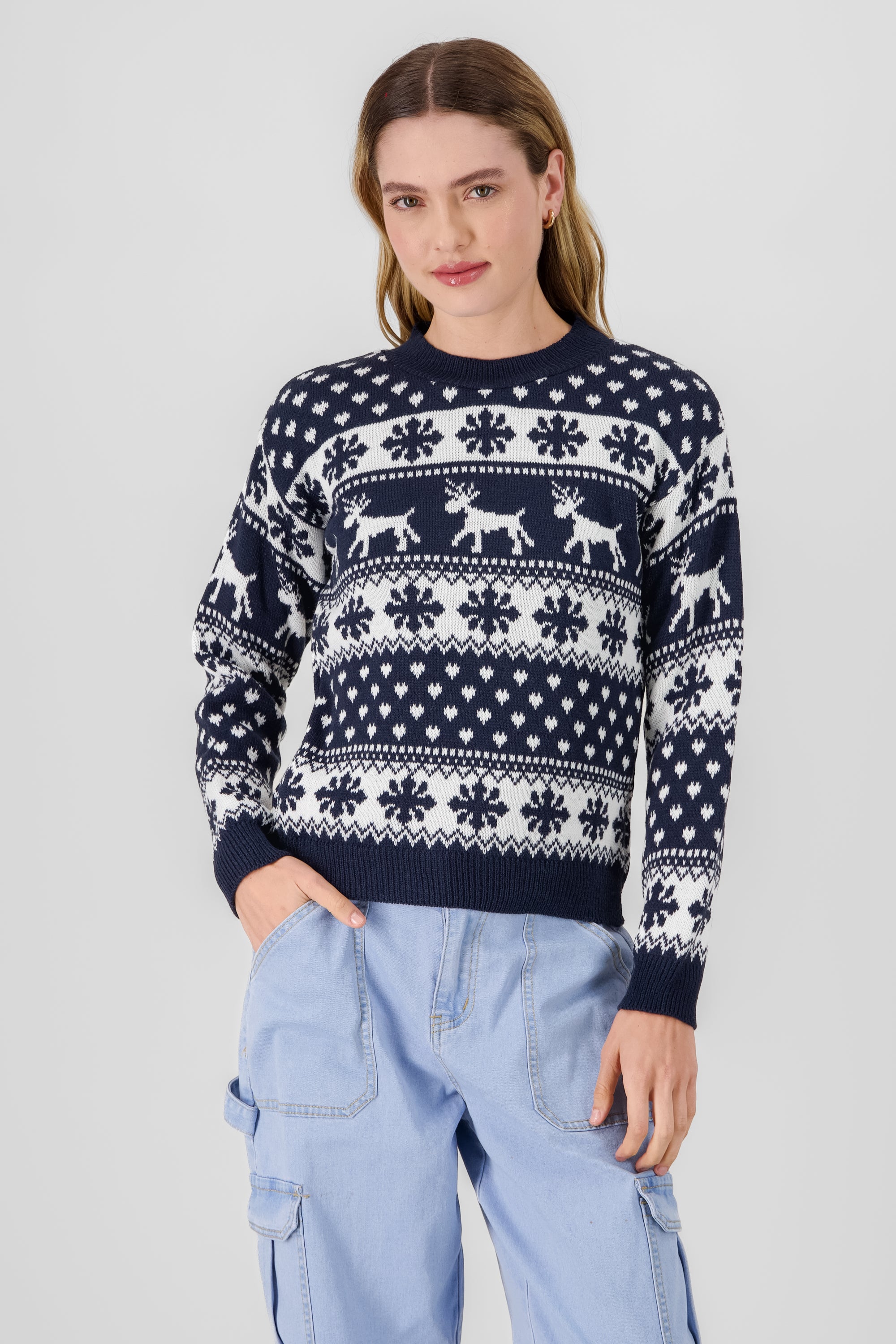 Reindeer Christmas Sweater NAVY COMBO