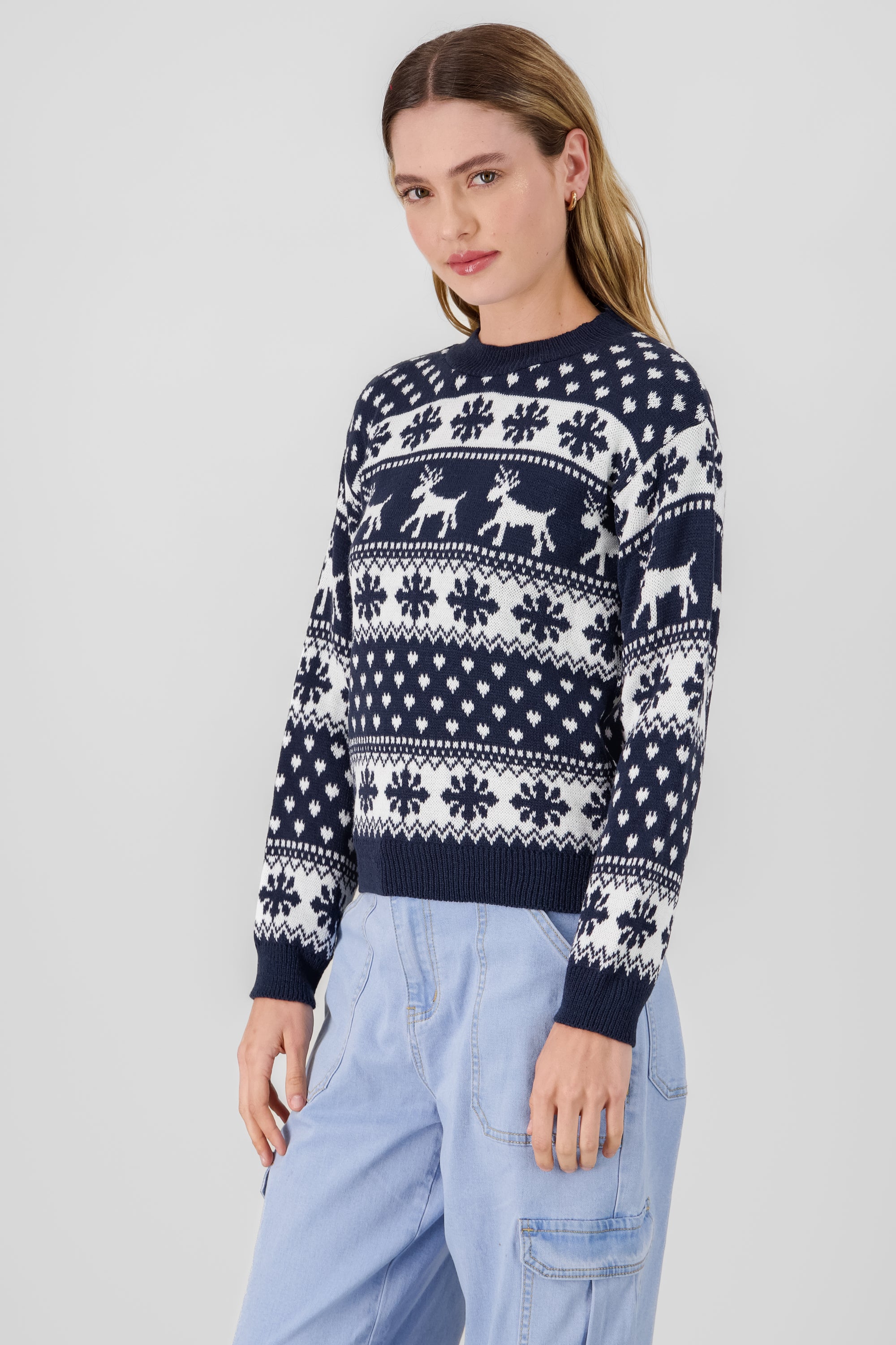 Reindeer Christmas Sweater NAVY COMBO