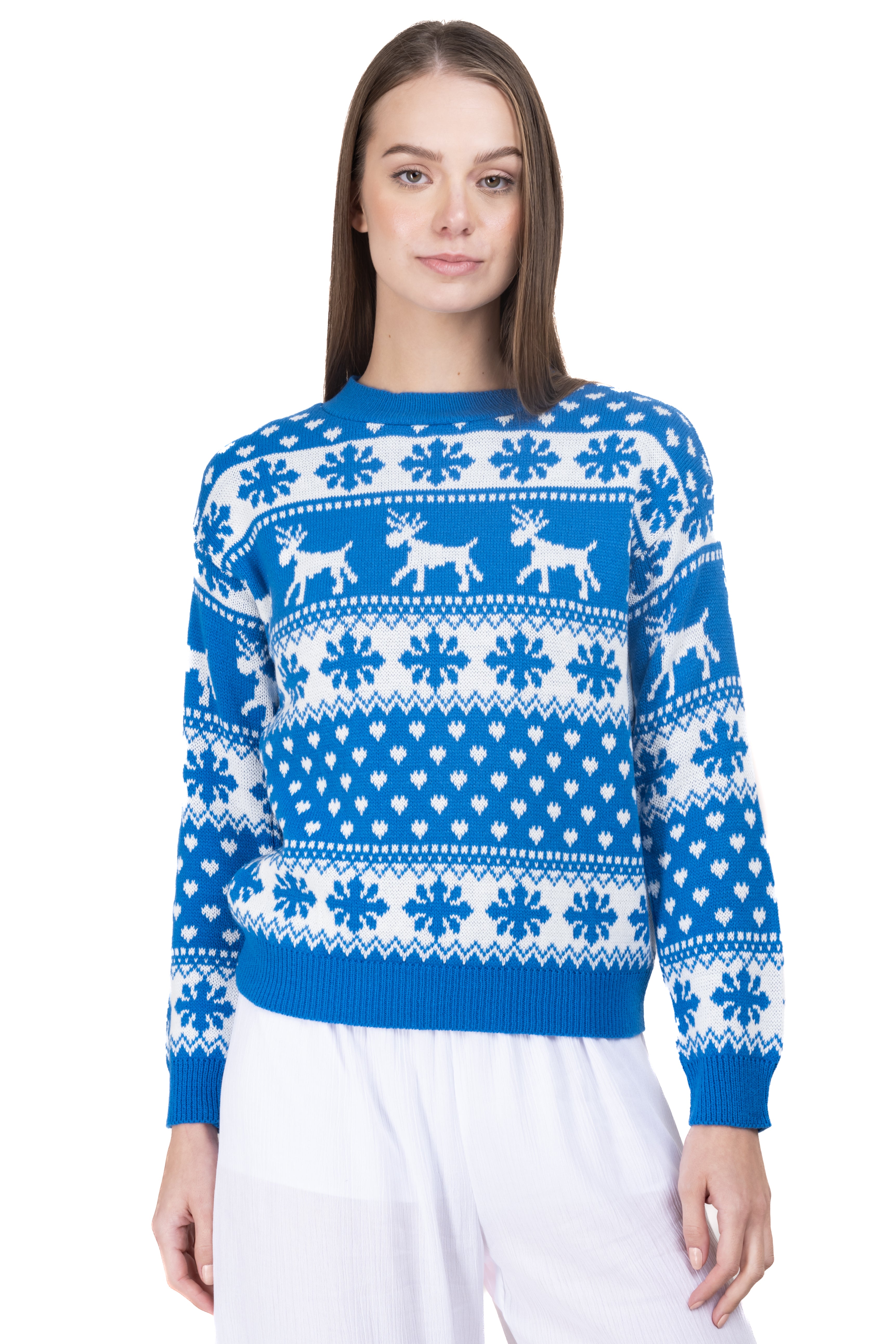 Reindeer Christmas Sweater BLUE COMBO