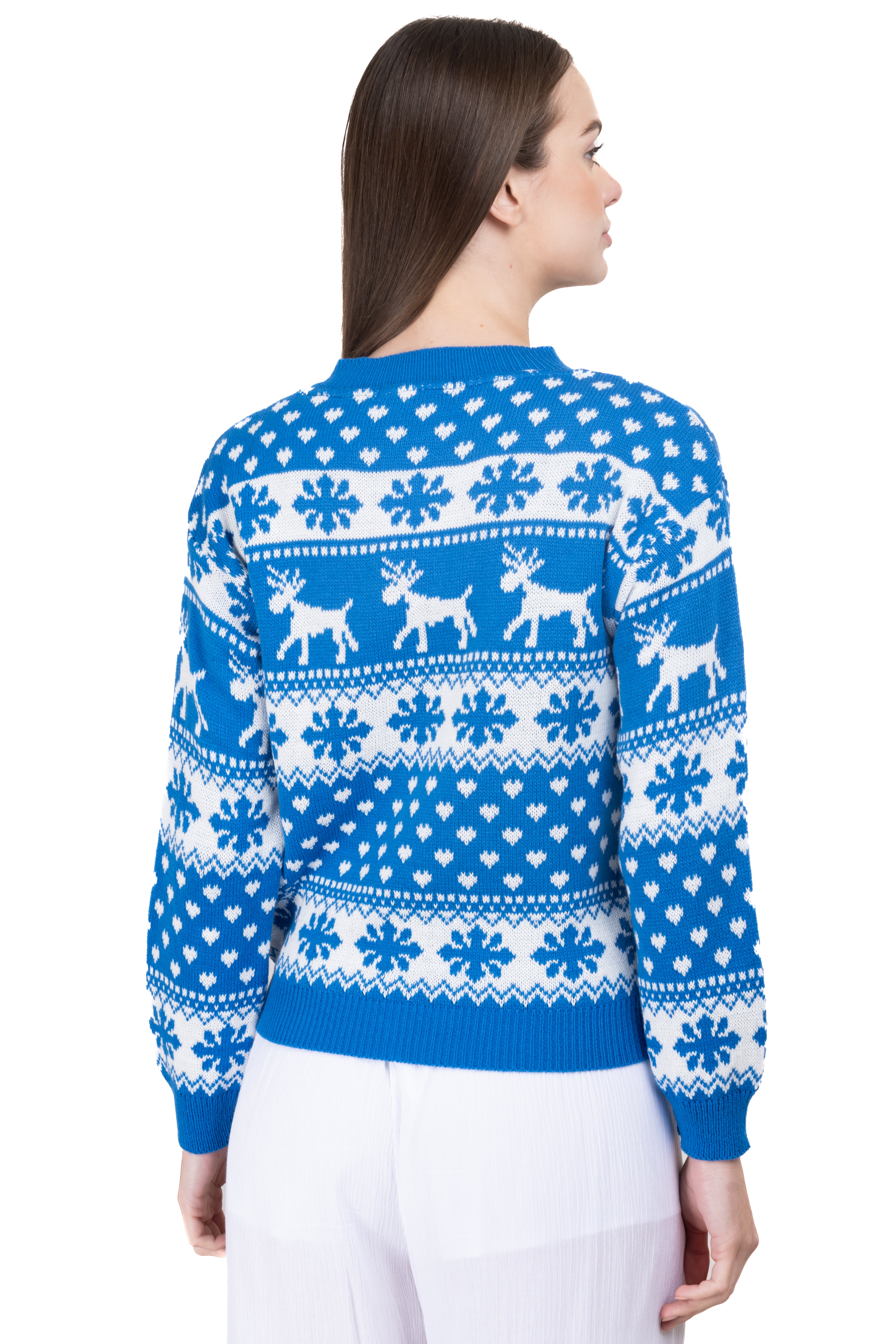 Reindeer Christmas Sweater BLUE COMBO