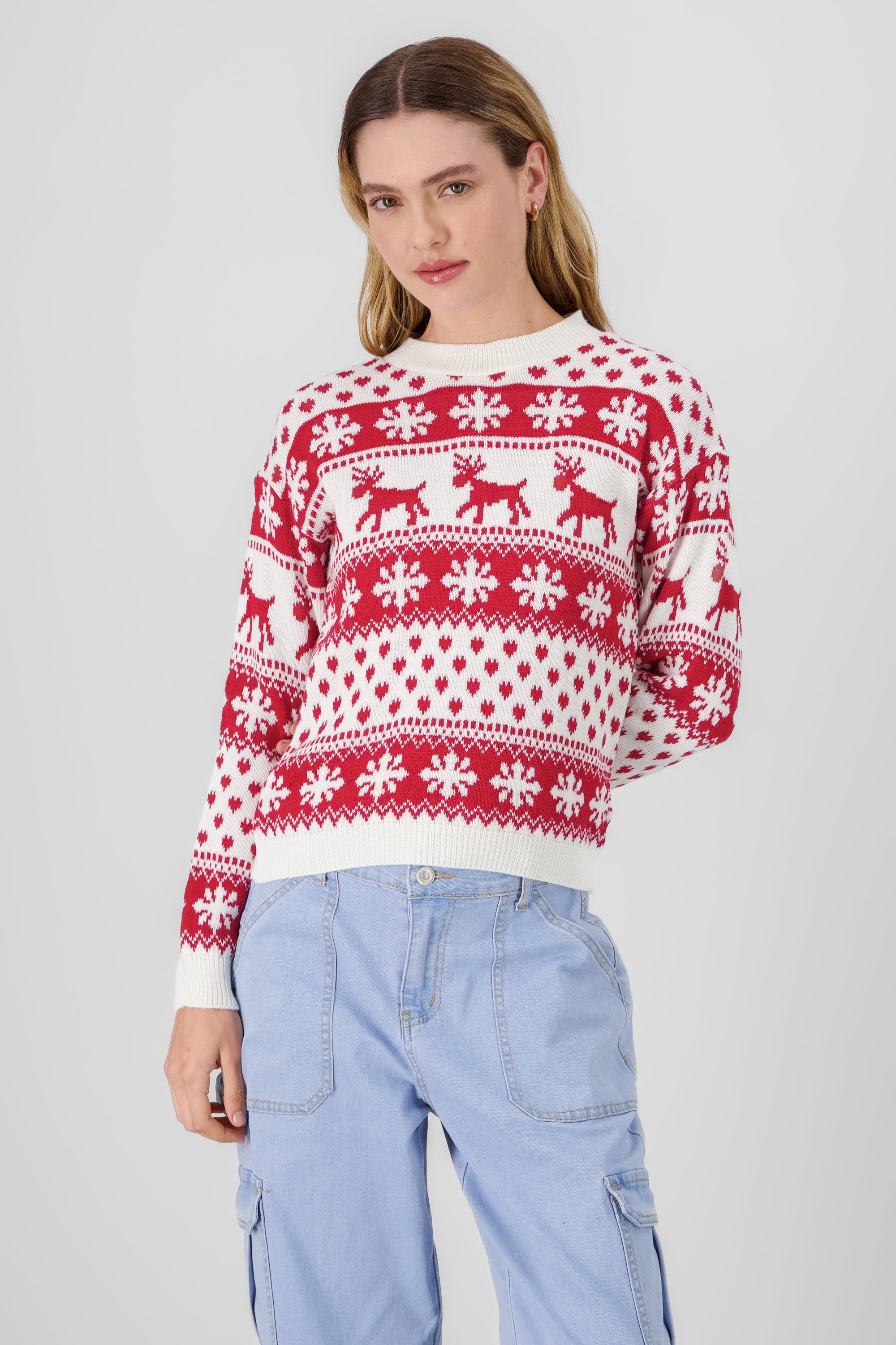 Reindeer Christmas Sweater BONE COMBO