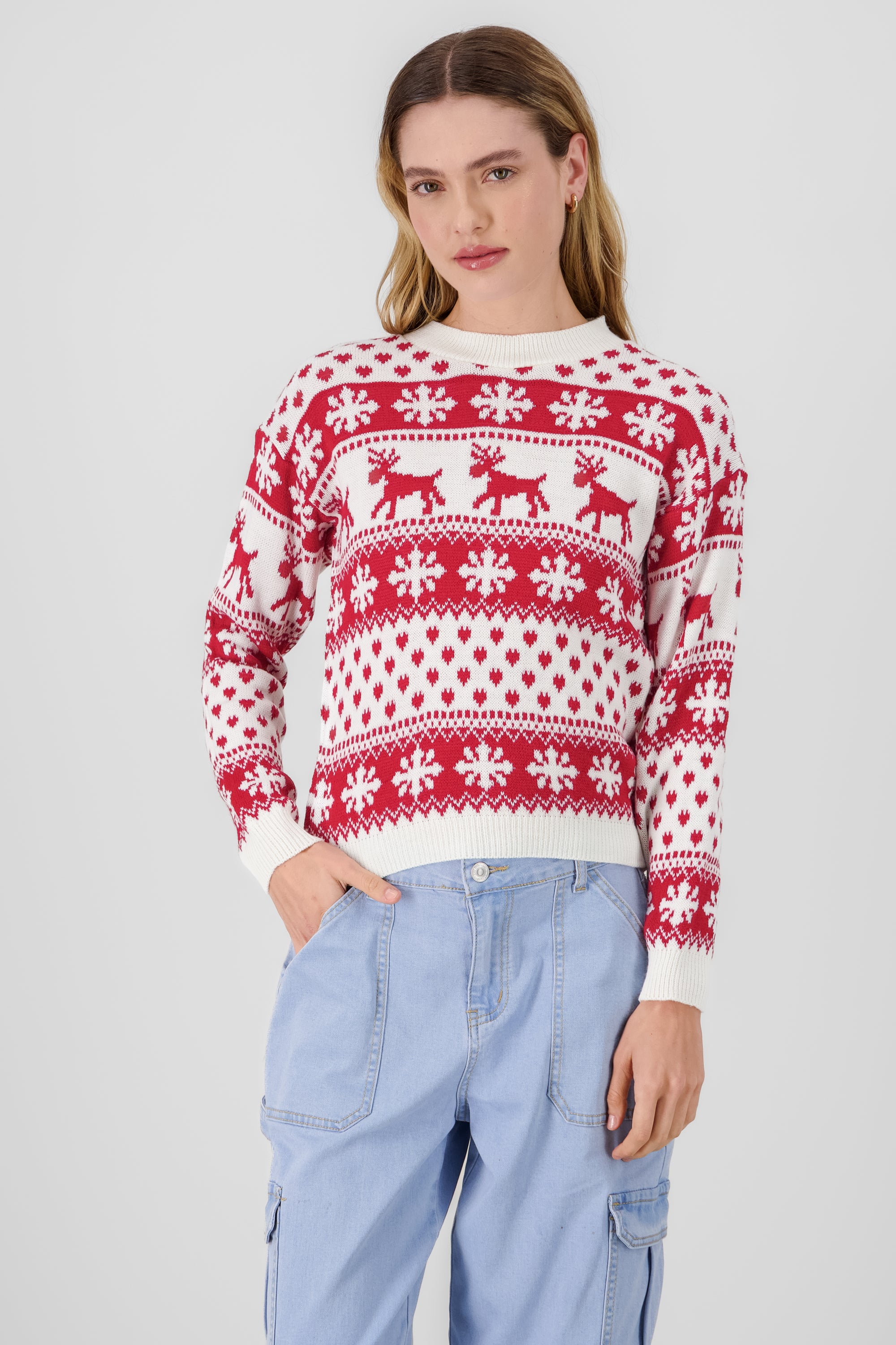 Reindeer Christmas Sweater BONE COMBO