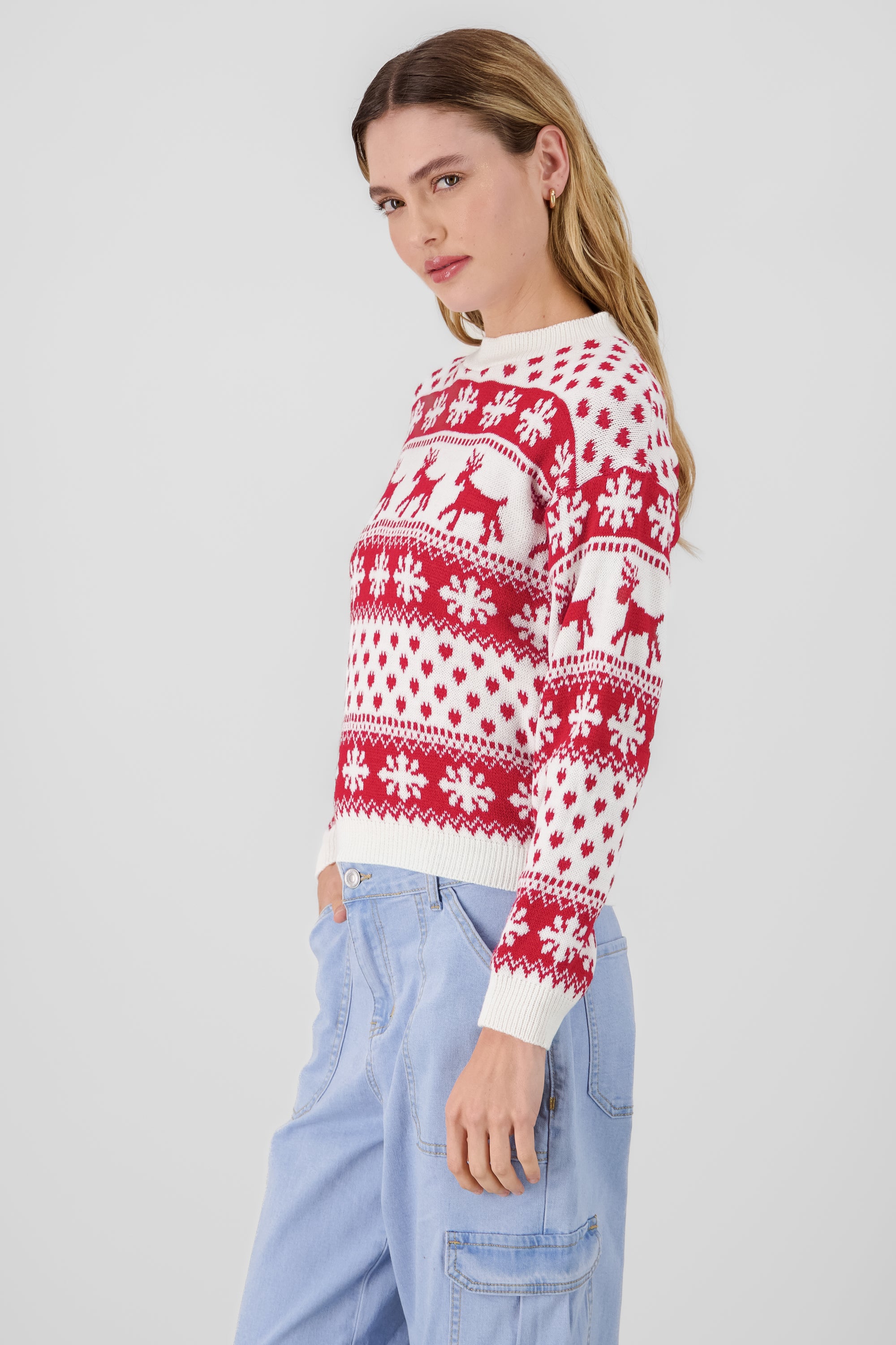 Reindeer Christmas Sweater BONE COMBO