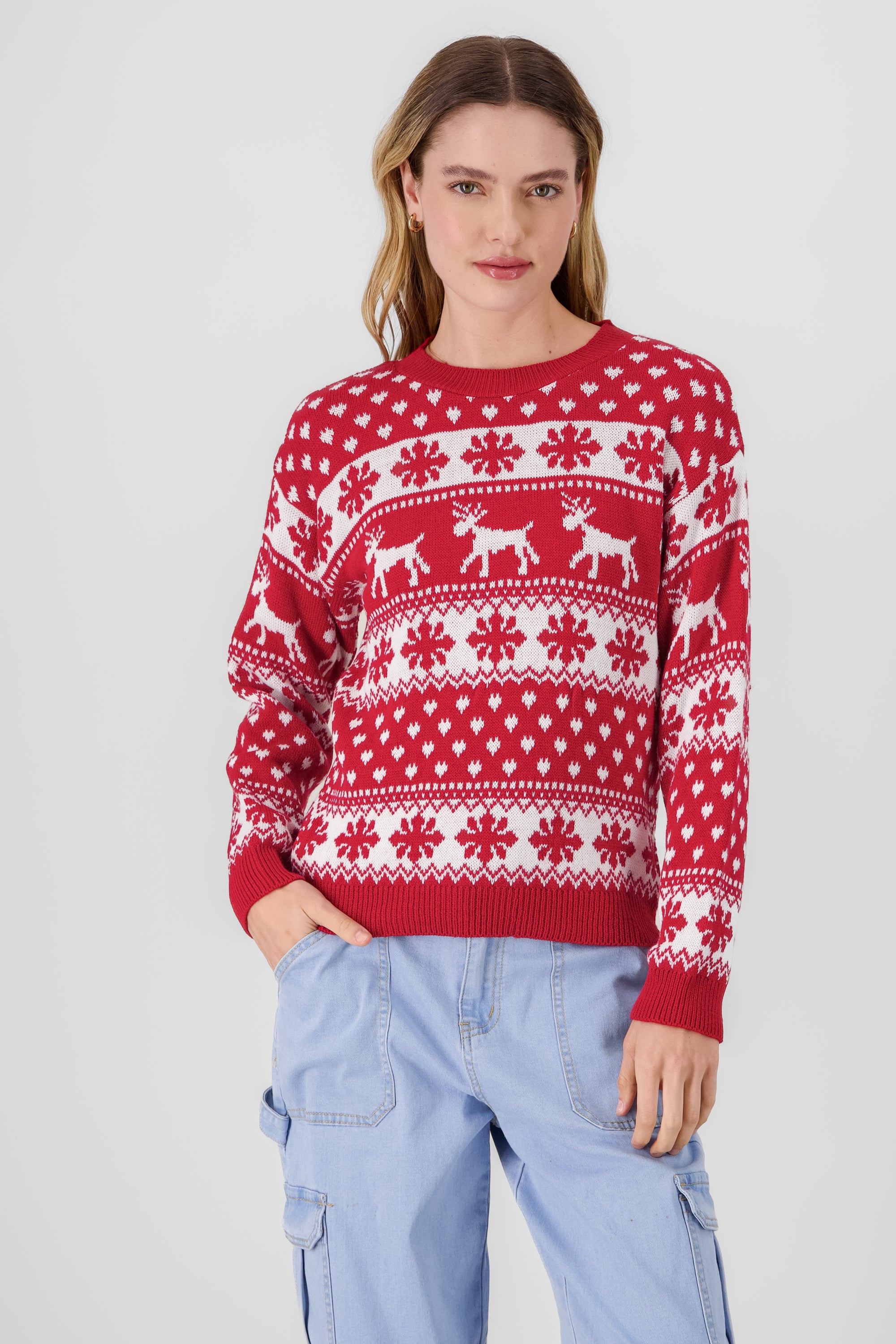 Reindeer Christmas Sweater RED COMBO