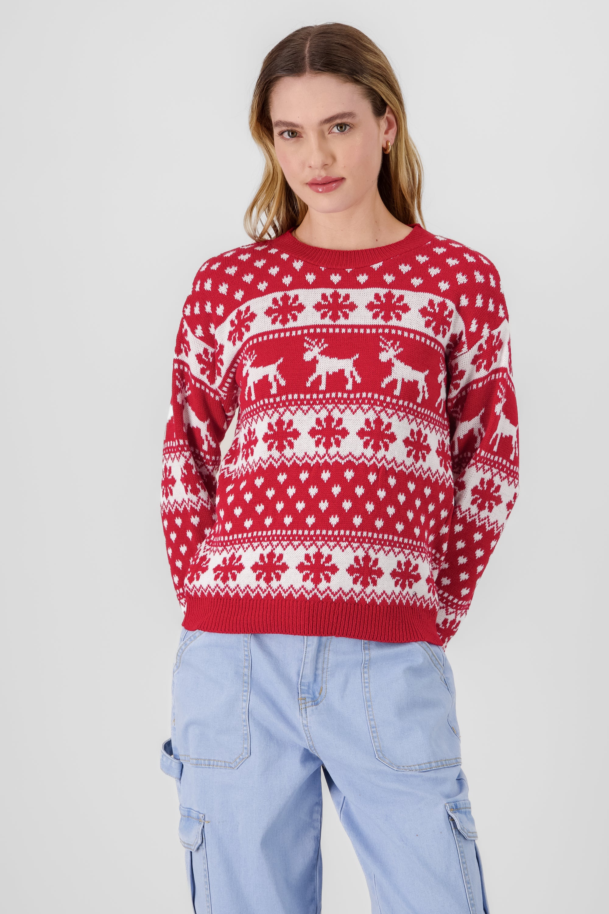 Reindeer Christmas Sweater RED COMBO