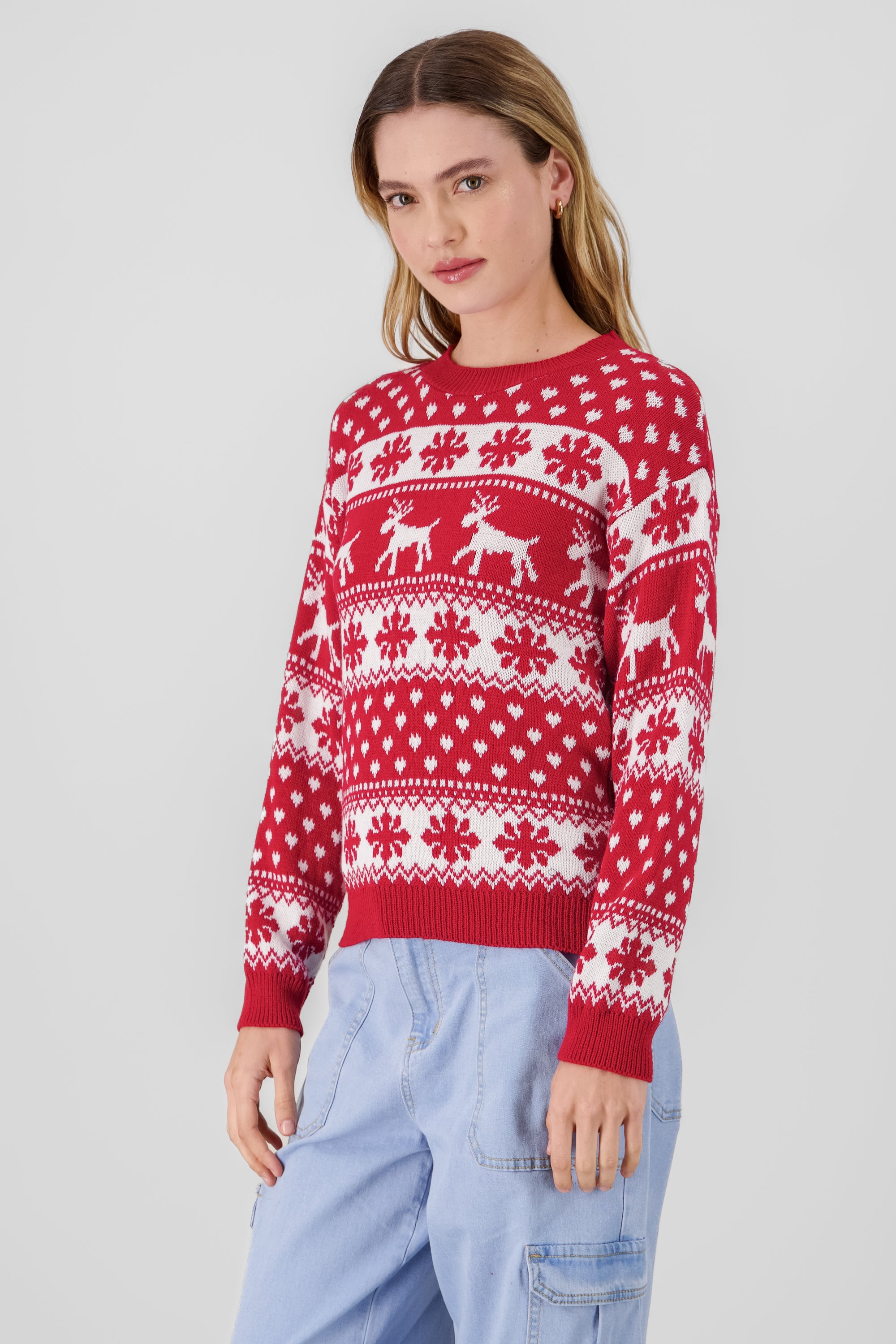 Reindeer Christmas Sweater RED COMBO