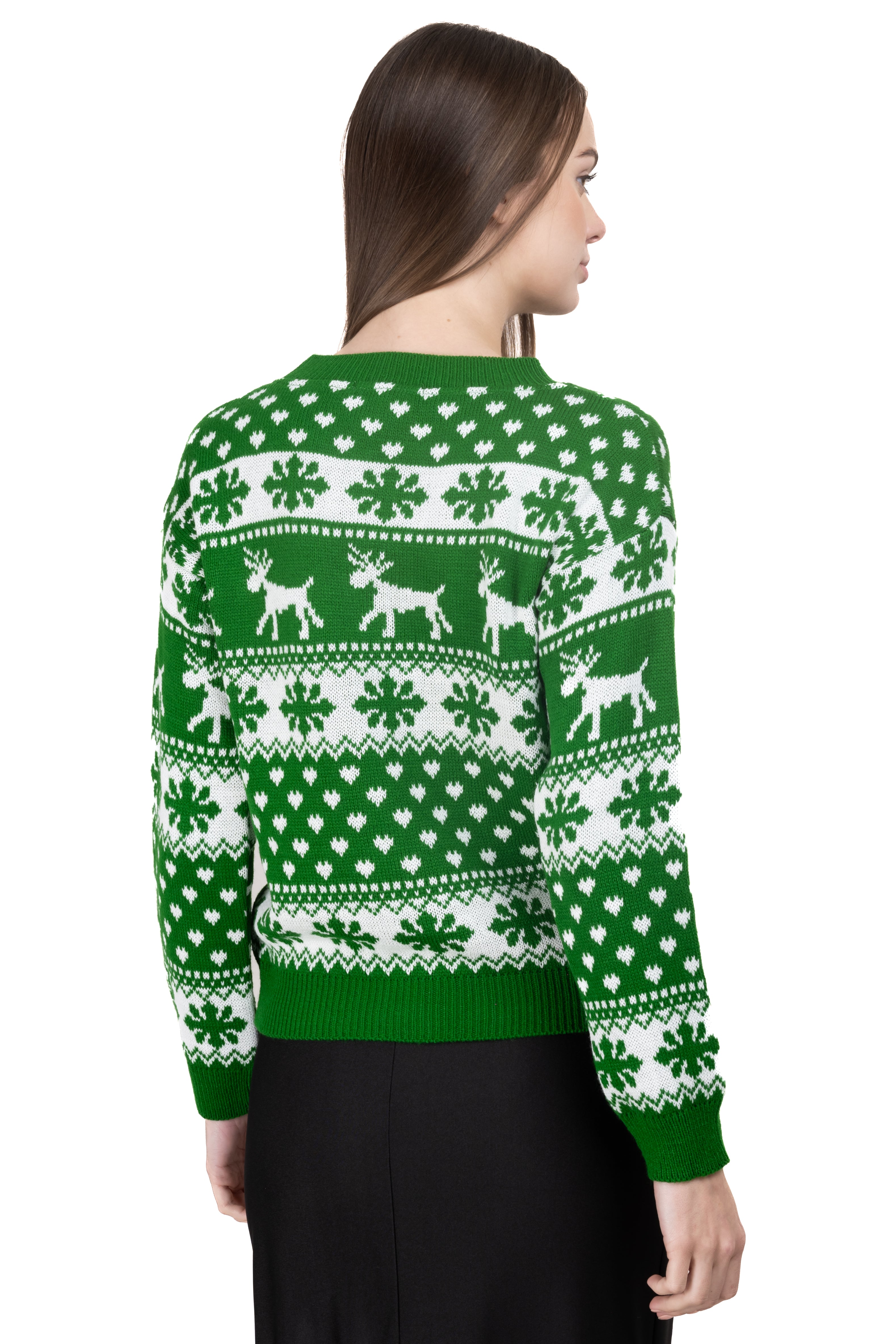 Reindeer Christmas Sweater GREEN COMBO