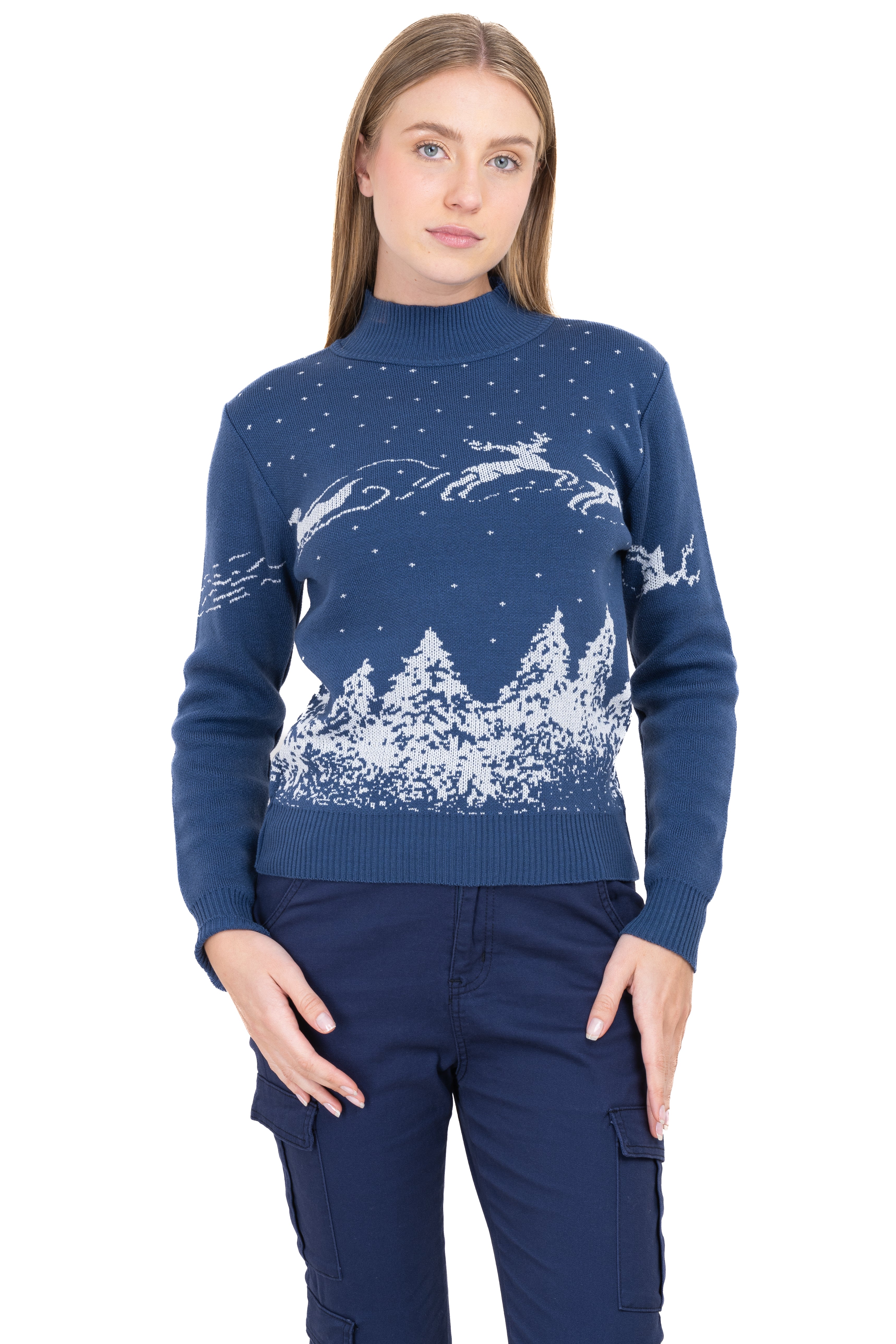 Printed christmas sweater BLUE COMBO