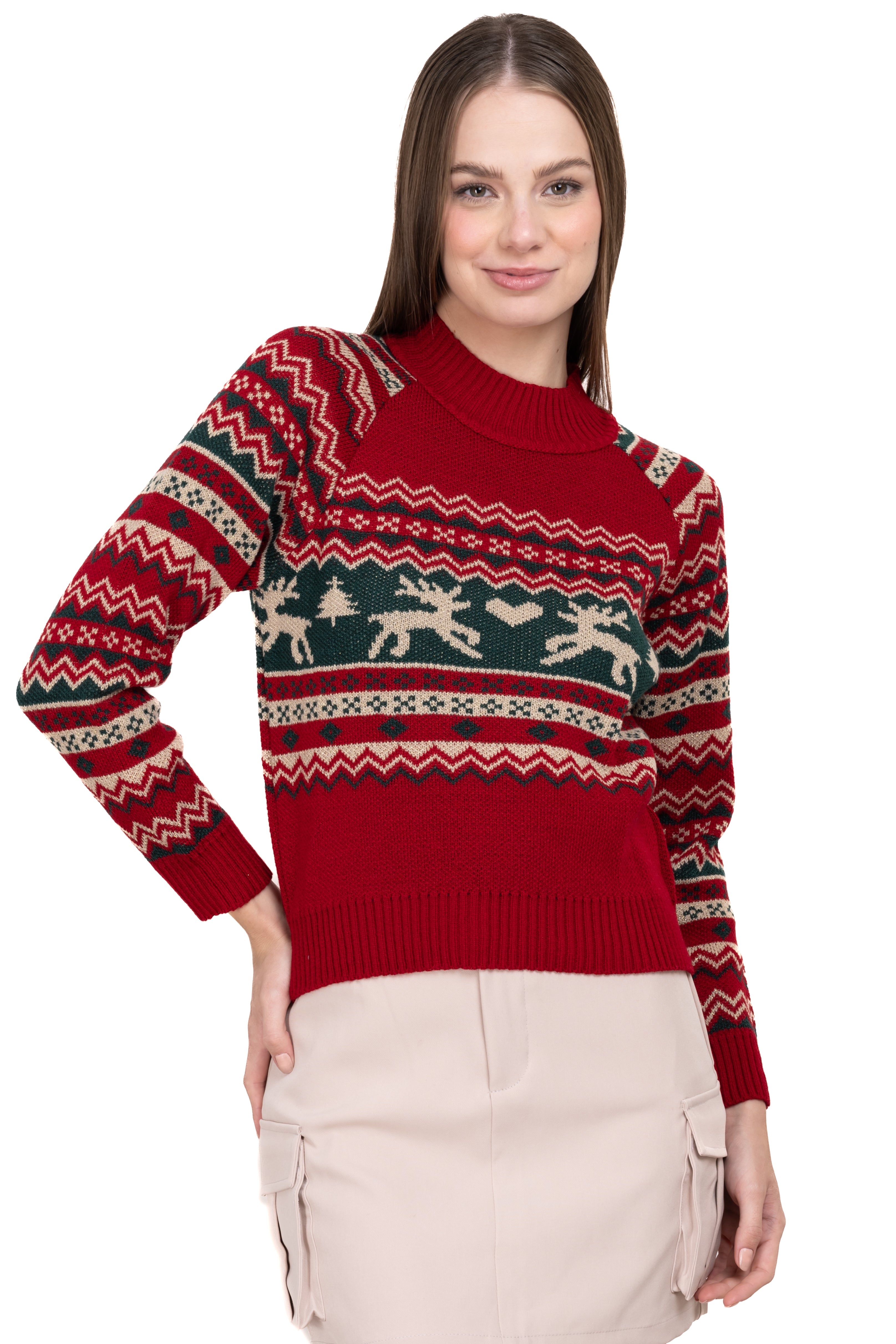 Reindeer Christmas sweater RED COMBO