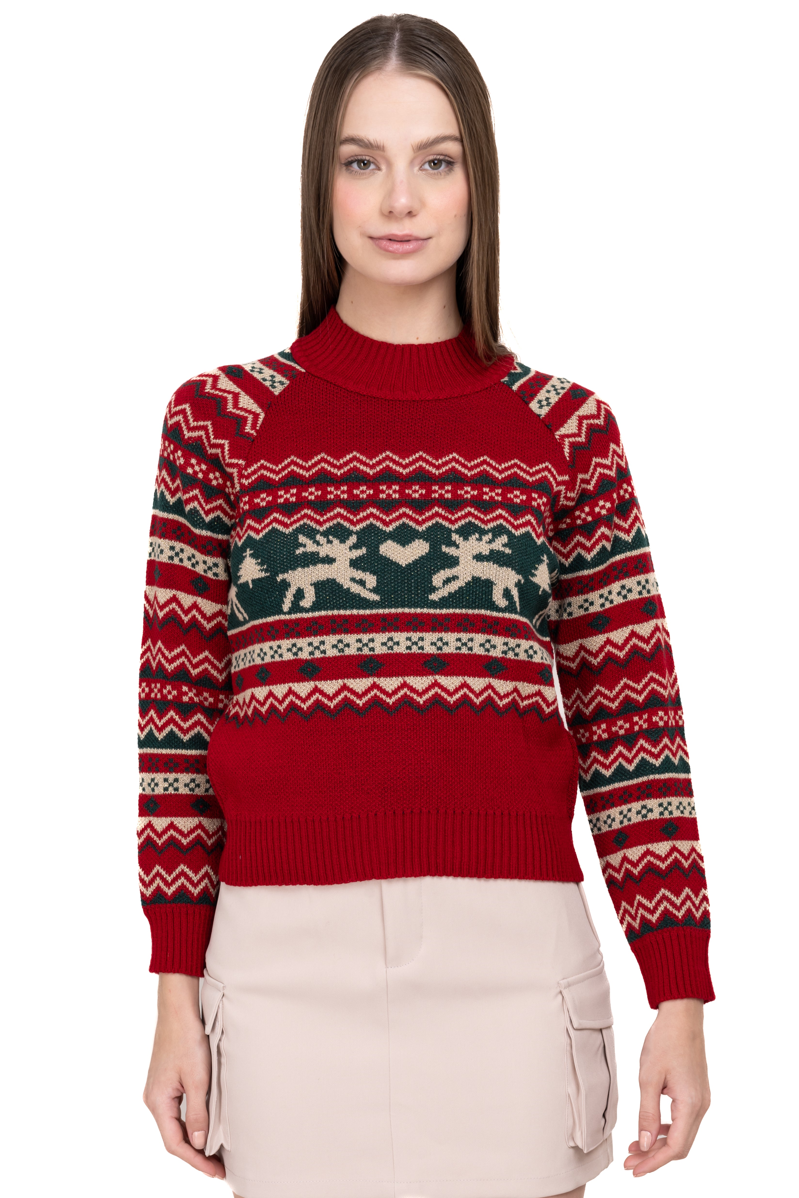 Reindeer Christmas sweater RED COMBO