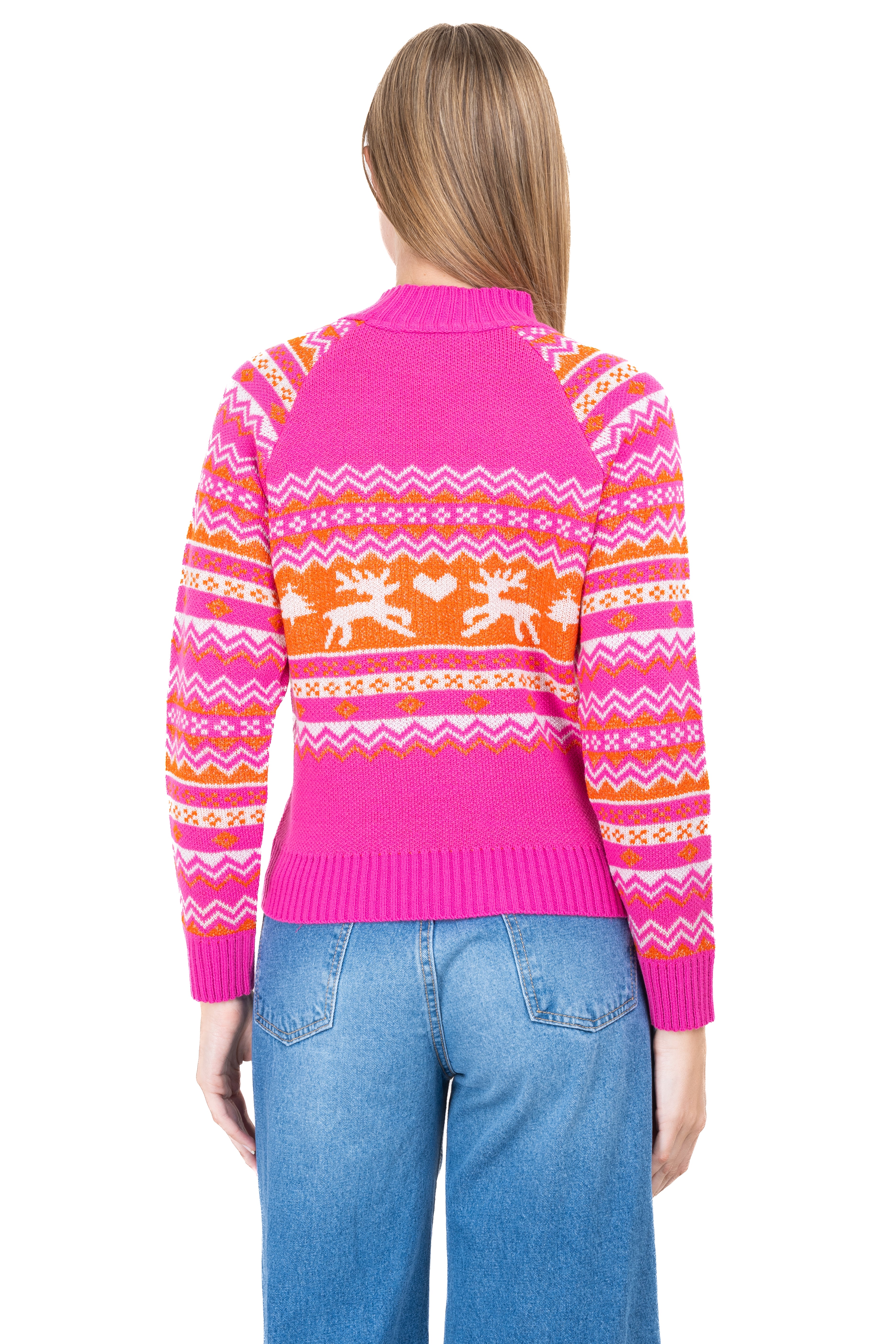 Reindeer Christmas sweater FUCHSIA COMBO