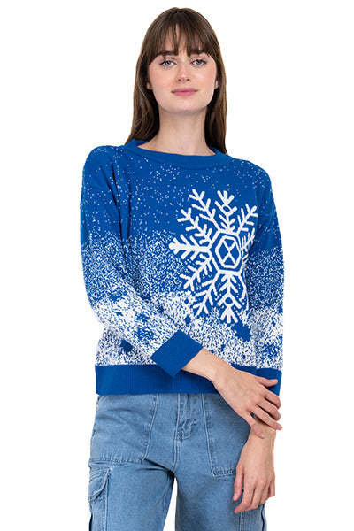 Snowflake Christmas Sweater ROYAL BLUE COMBO