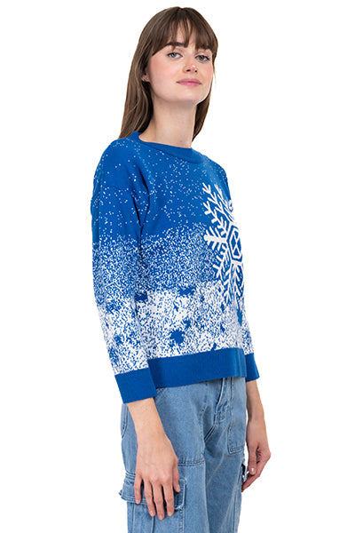 Snowflake Christmas Sweater ROYAL BLUE COMBO