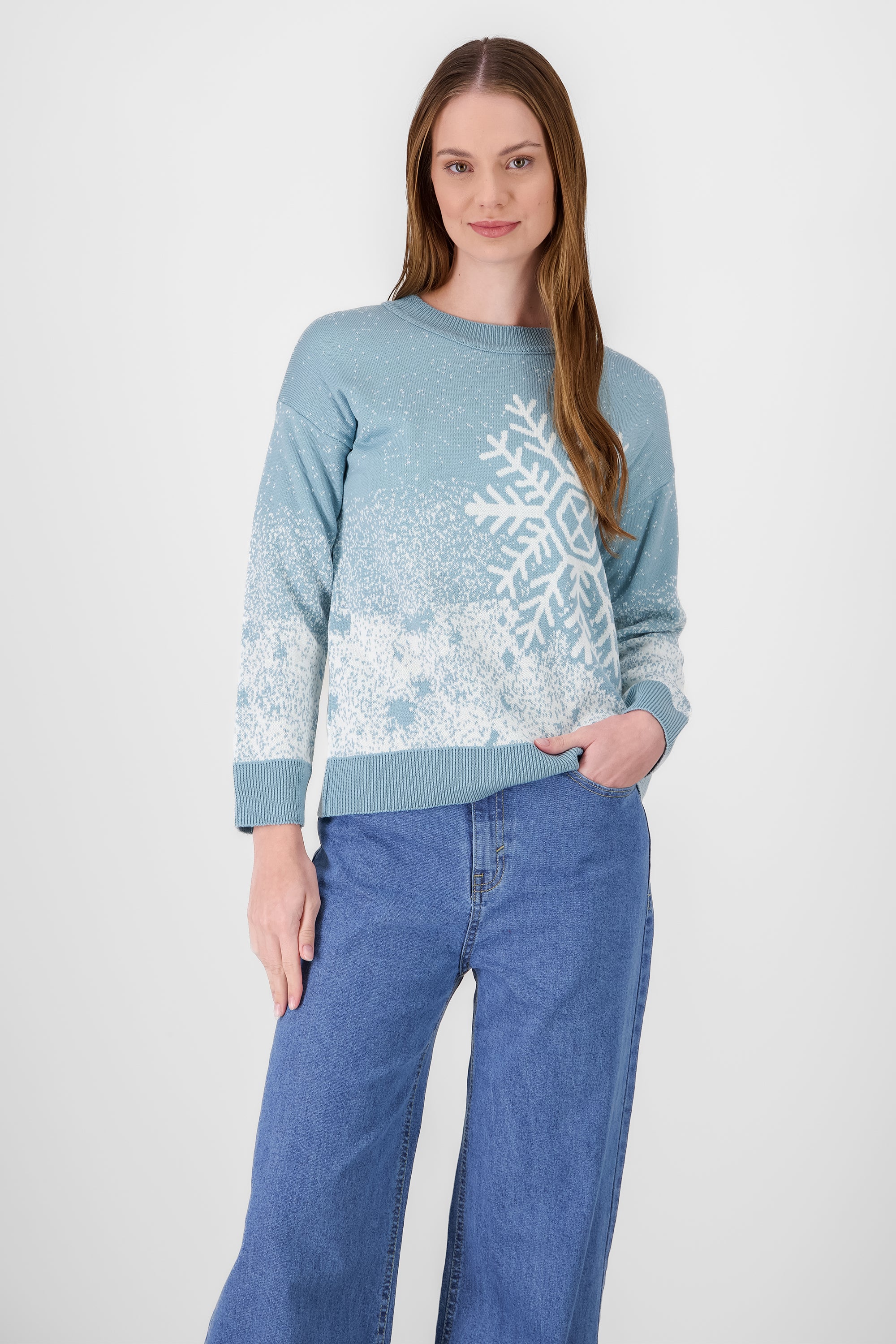 Snowflake Christmas Sweater BLUE COMBO