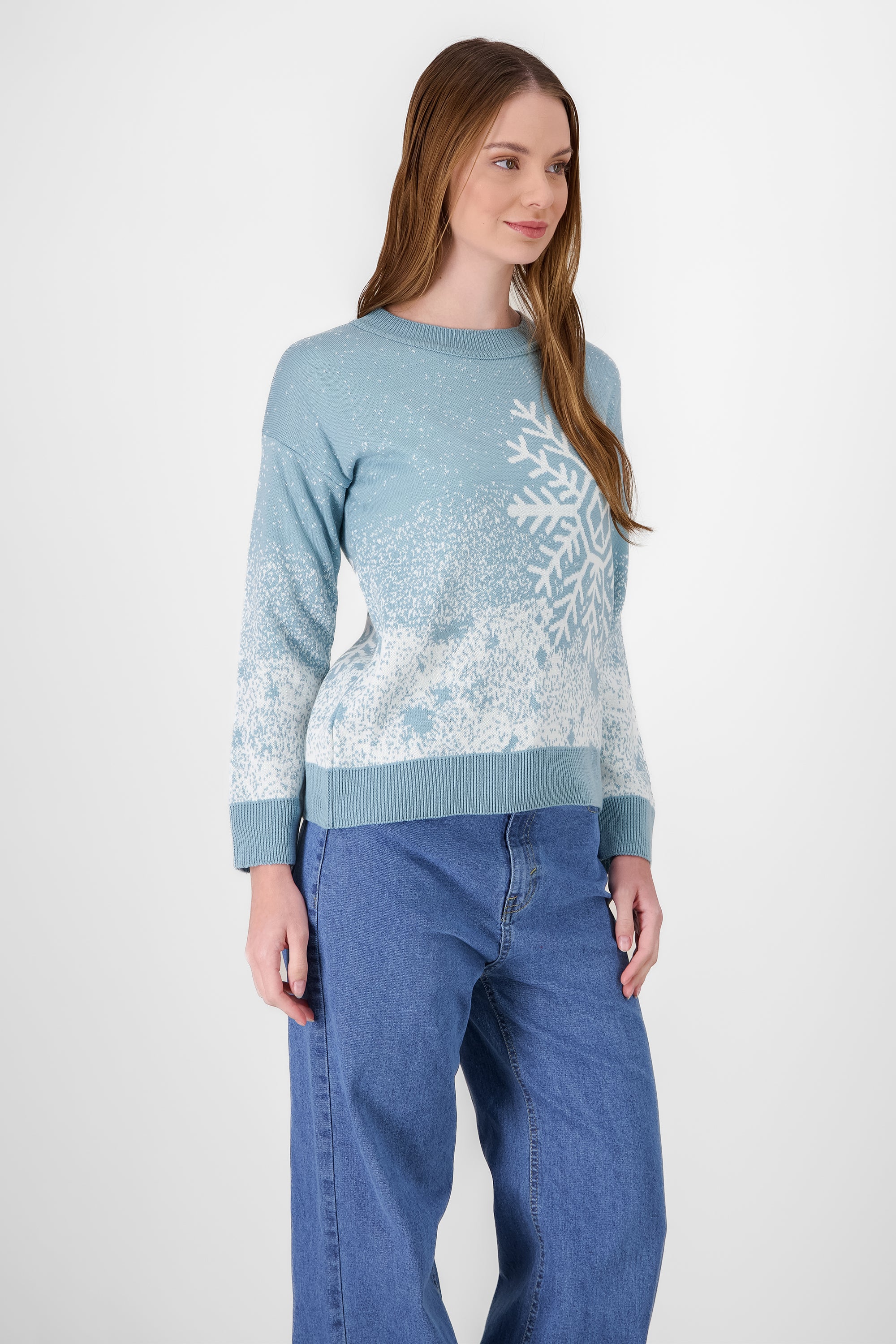 Snowflake Christmas Sweater BLUE COMBO