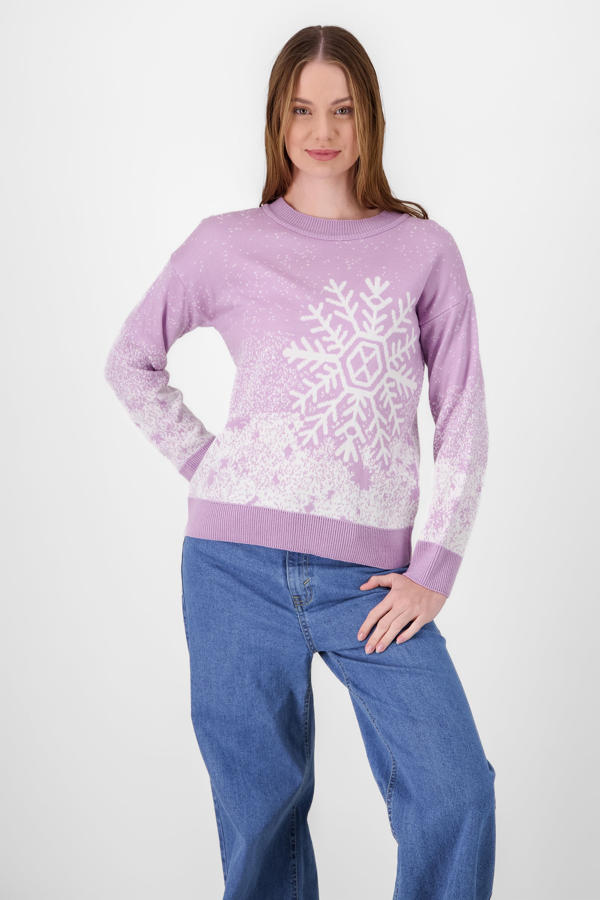 Snowflake Christmas Sweater PASTEL PURPLE