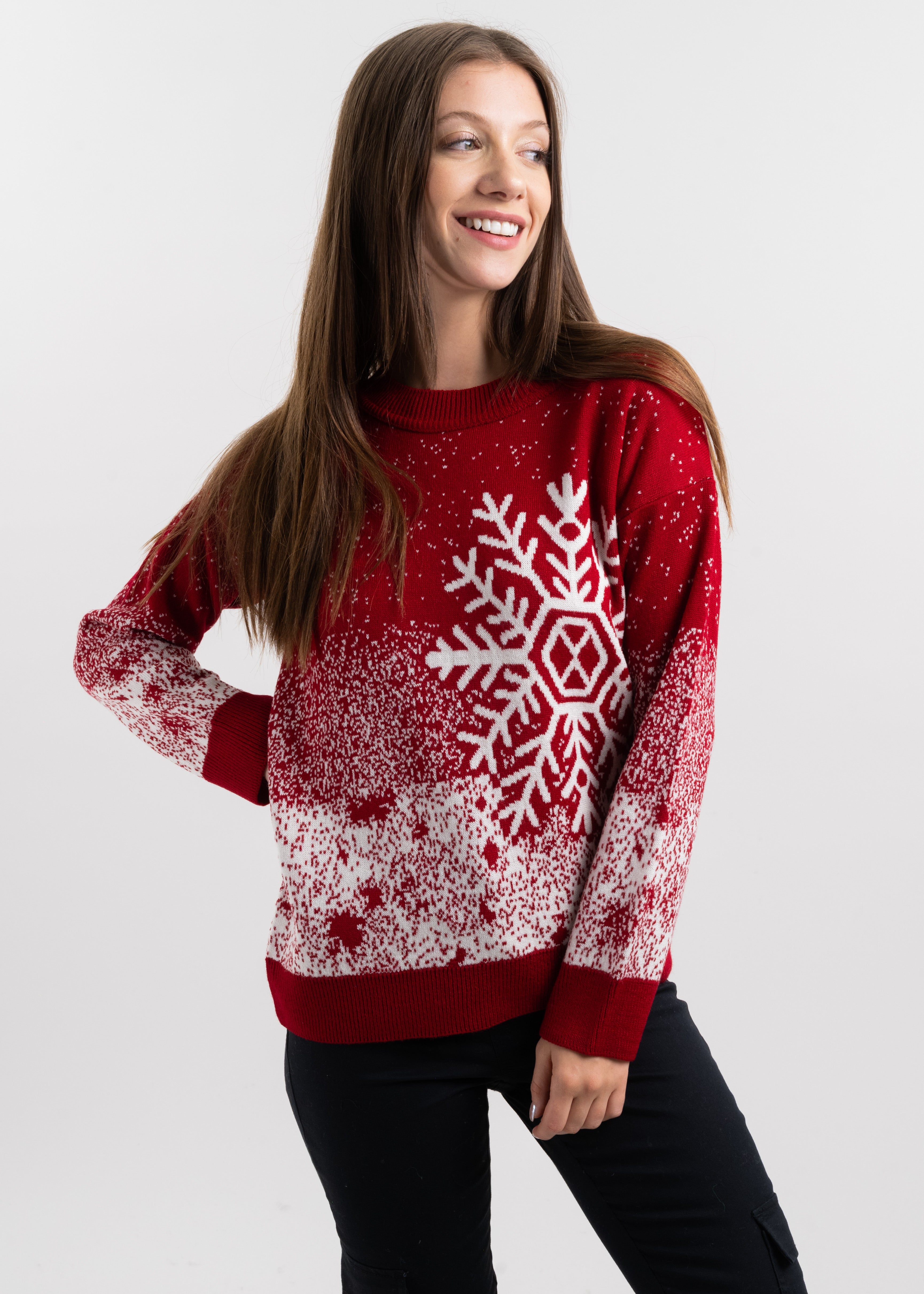 Snowflake Christmas Sweater RED COMBO