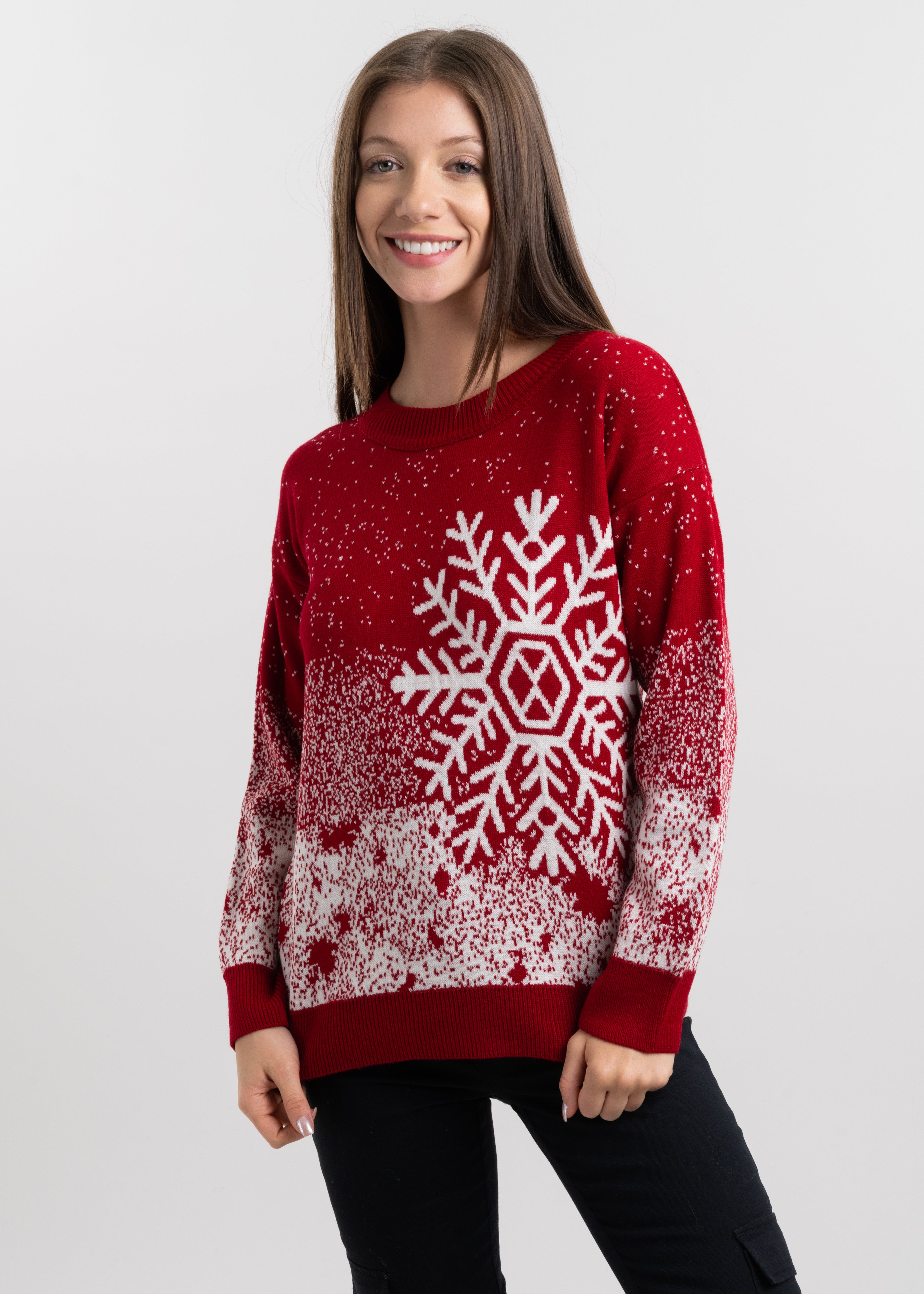 Snowflake Christmas Sweater RED COMBO