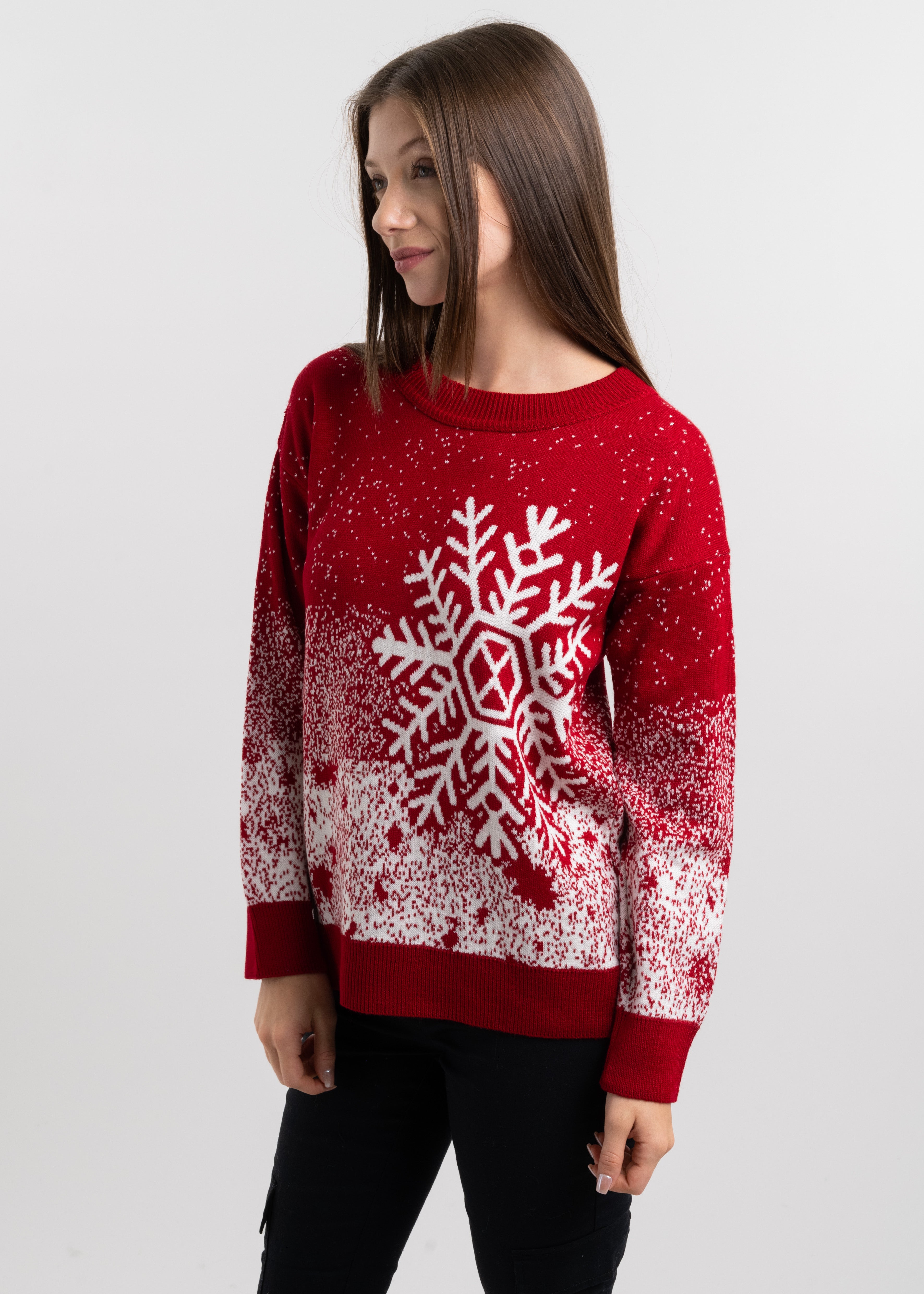 Snowflake Christmas Sweater RED COMBO