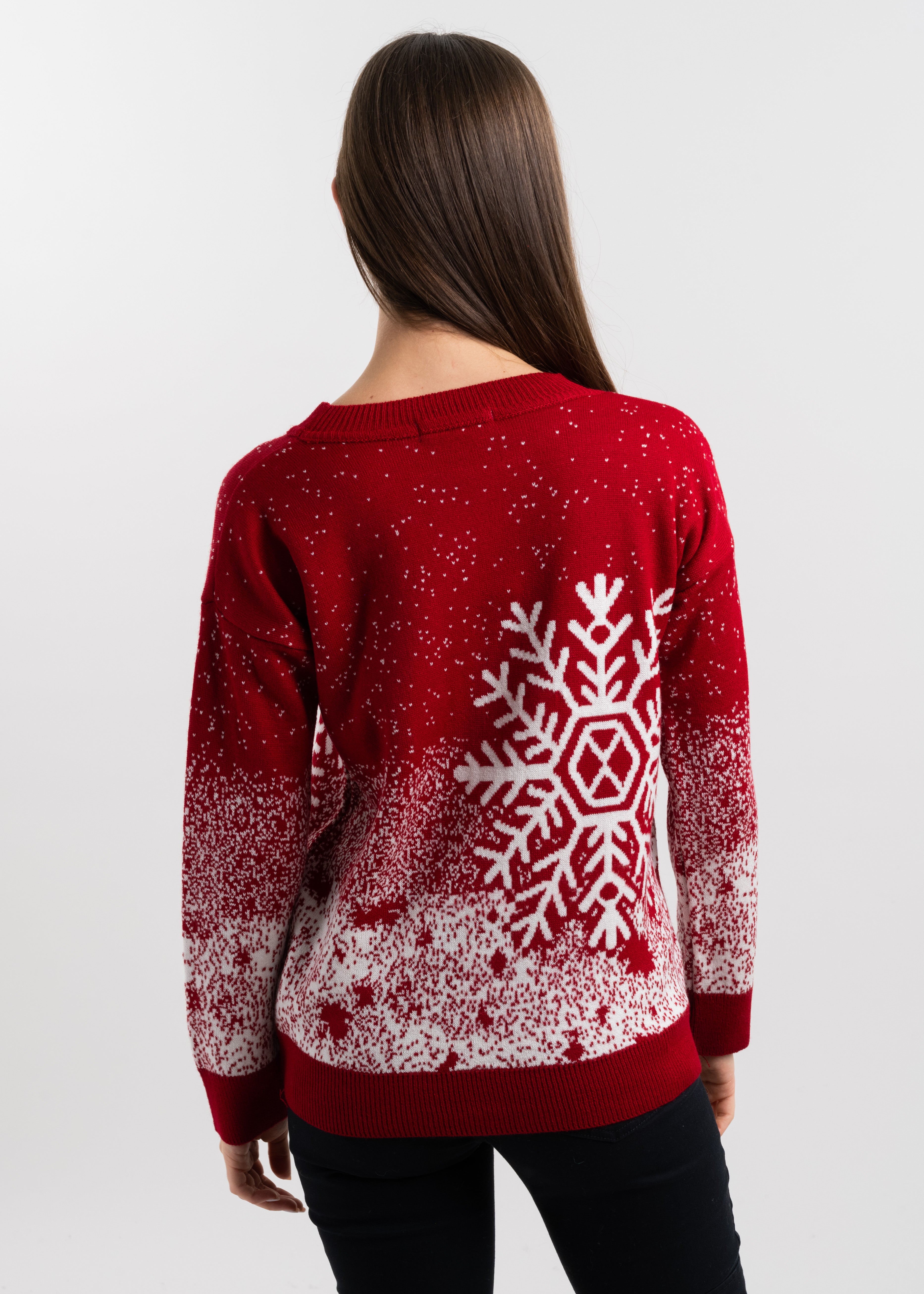 Snowflake Christmas Sweater RED COMBO