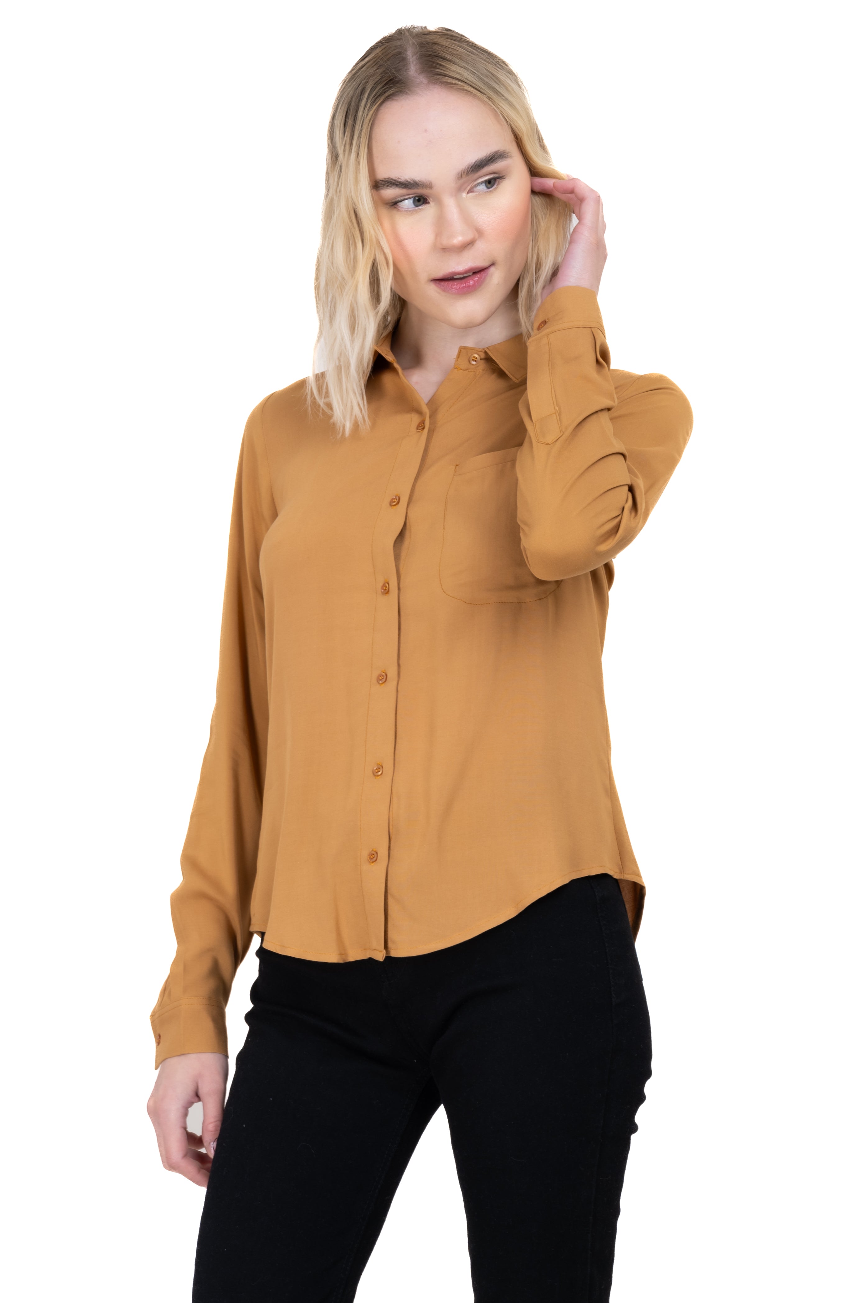 Long sleeved blouse KHAKI