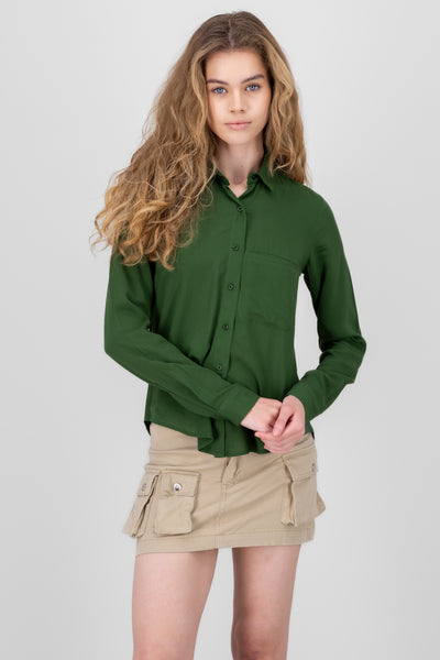 Long sleeved blouse HUNTER GREEN