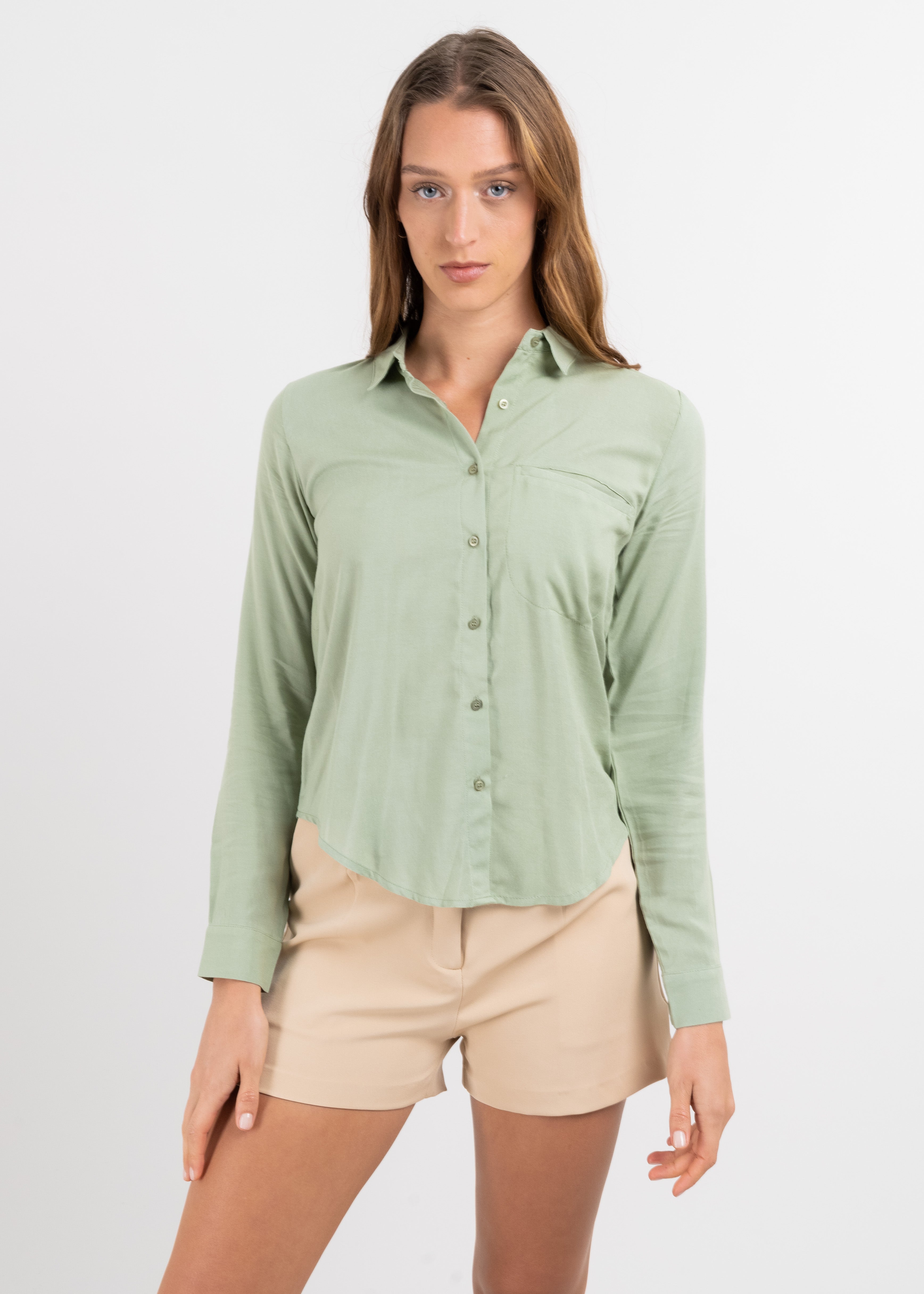 Long sleeved blouse LIGHT GREEN