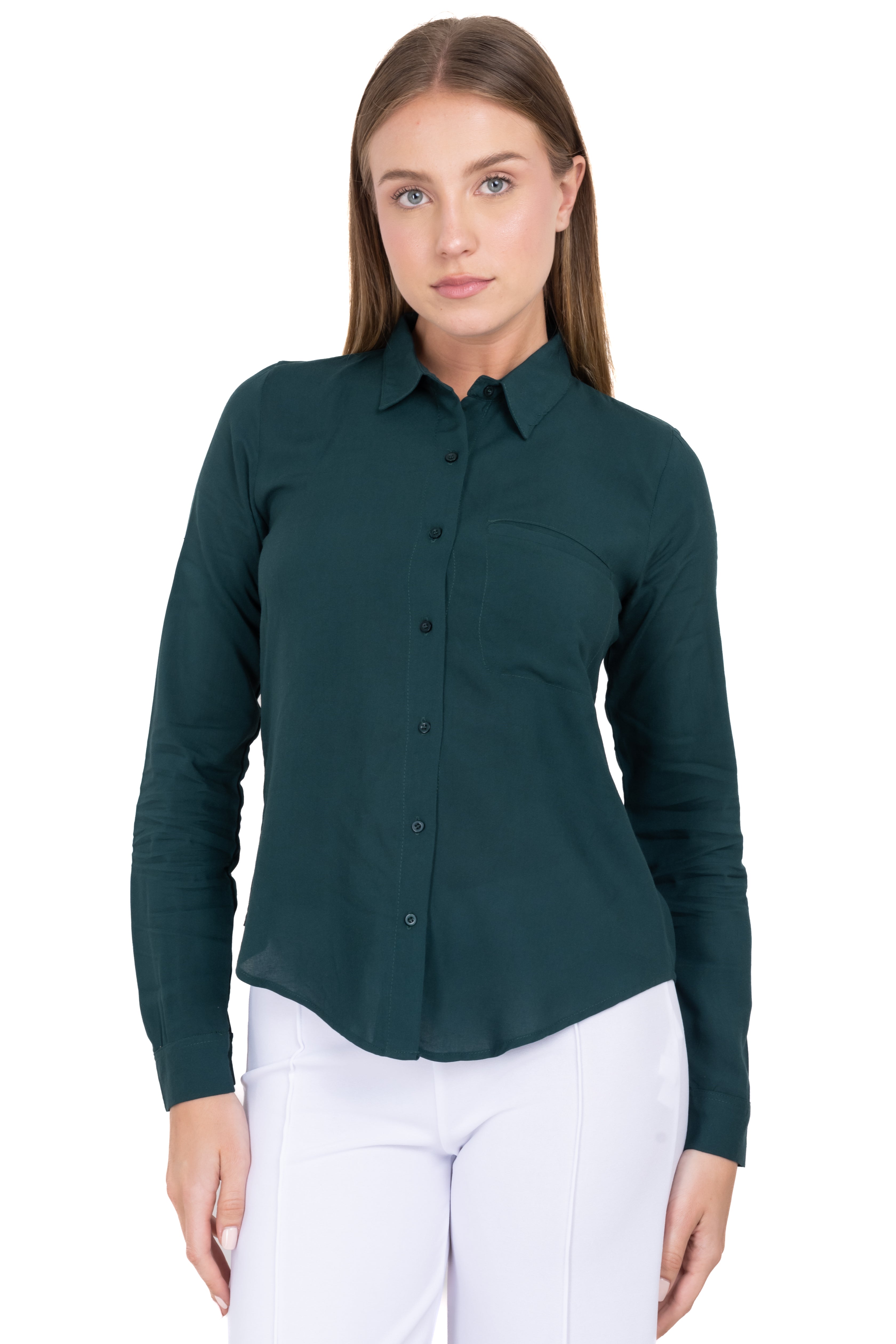 Long sleeved blouse HUNTER GREEN