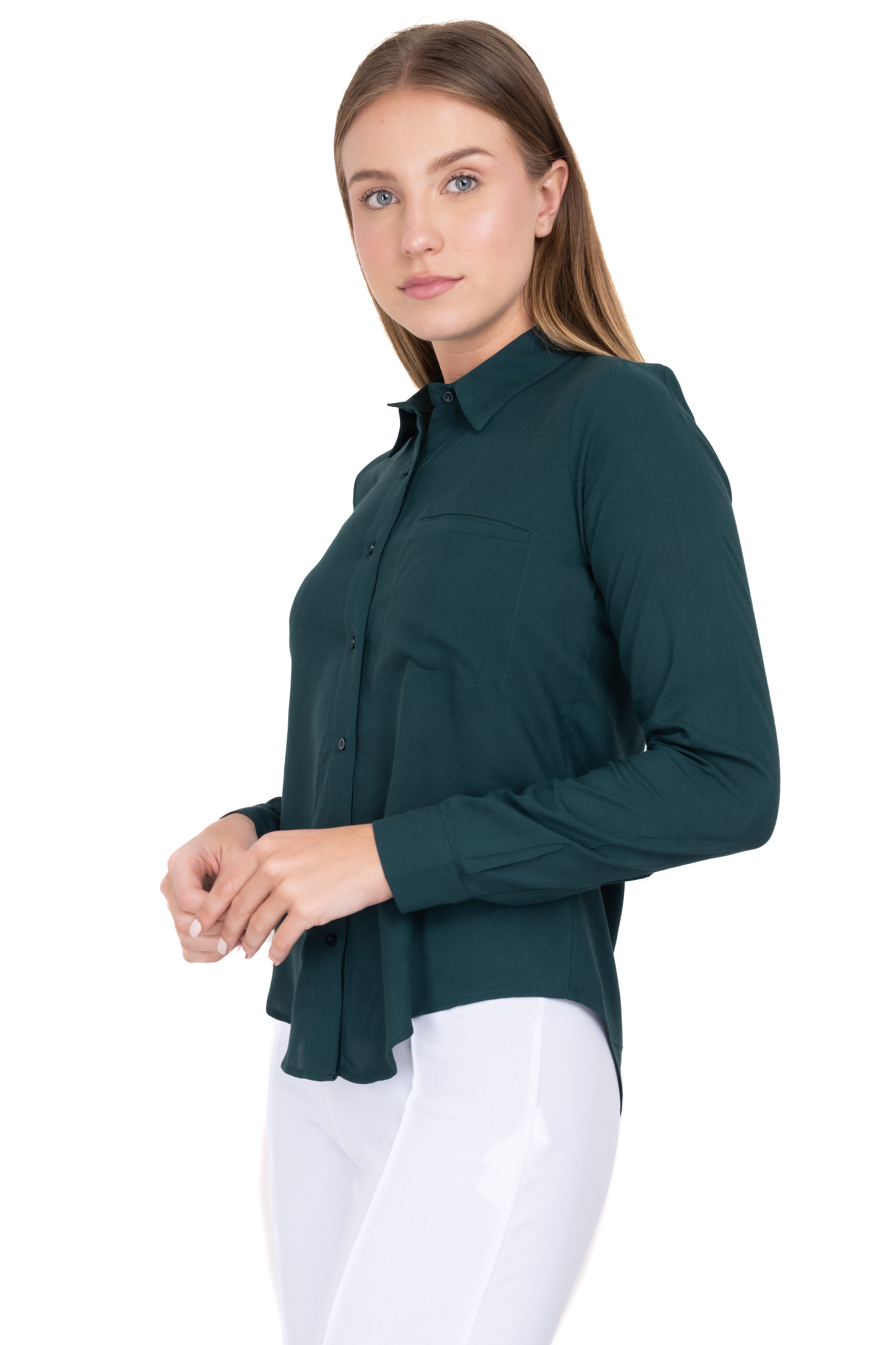 Long sleeved blouse HUNTER GREEN