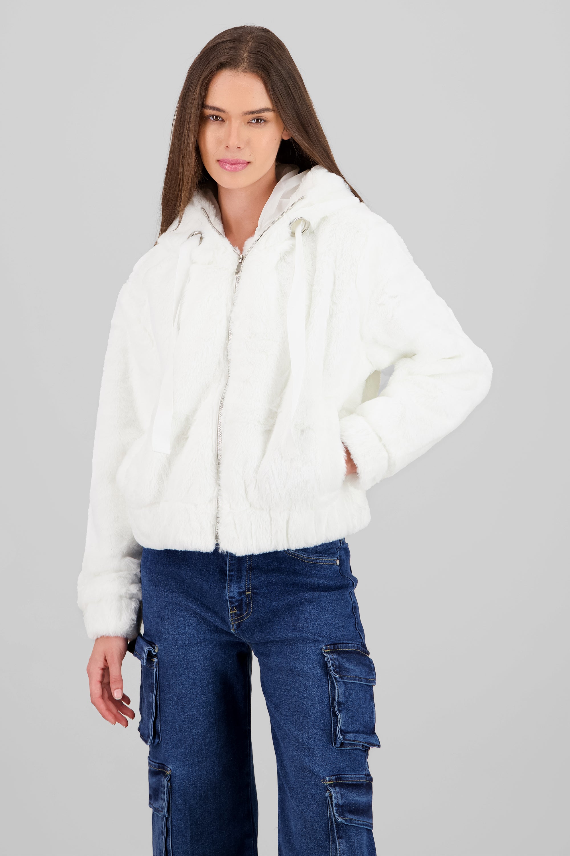 Peluche Jacket with Zipper IVORY