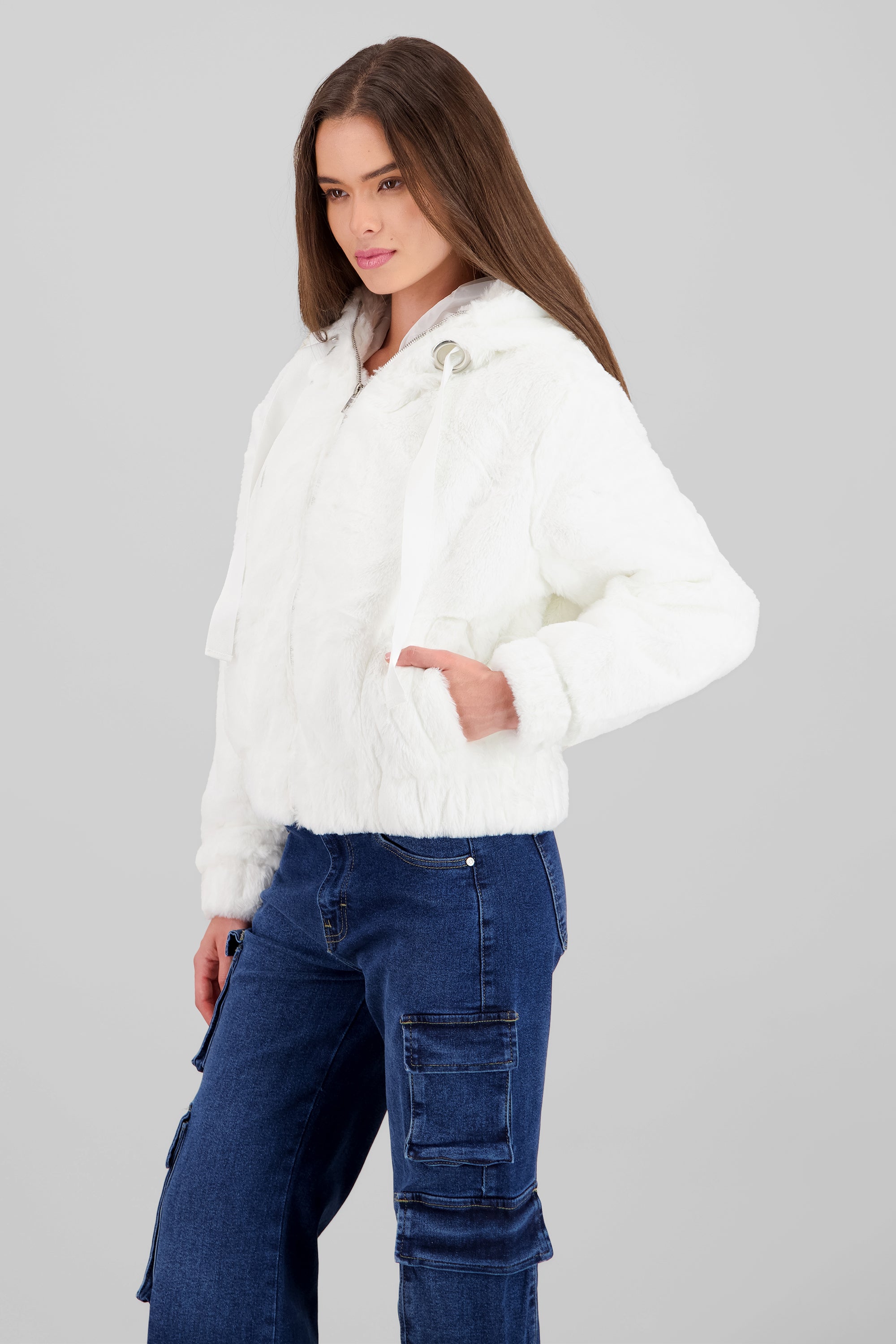 Peluche Jacket with Zipper IVORY