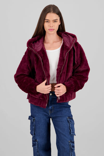 Peluche Jacket with Zipper BURGUNDY