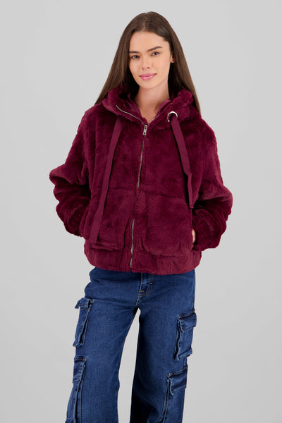 Peluche Jacket with Zipper BURGUNDY