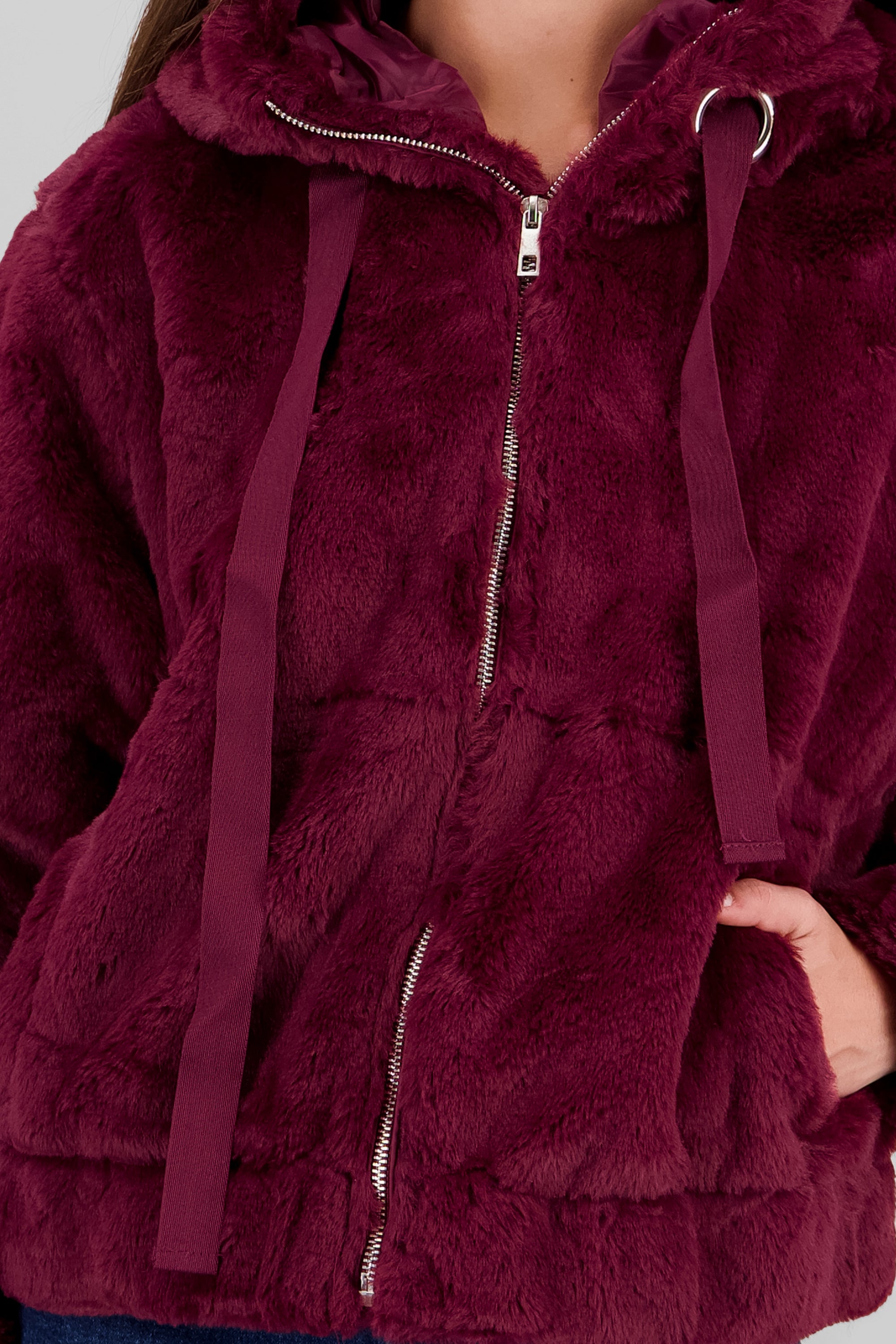 Peluche Jacket with Zipper BURGUNDY