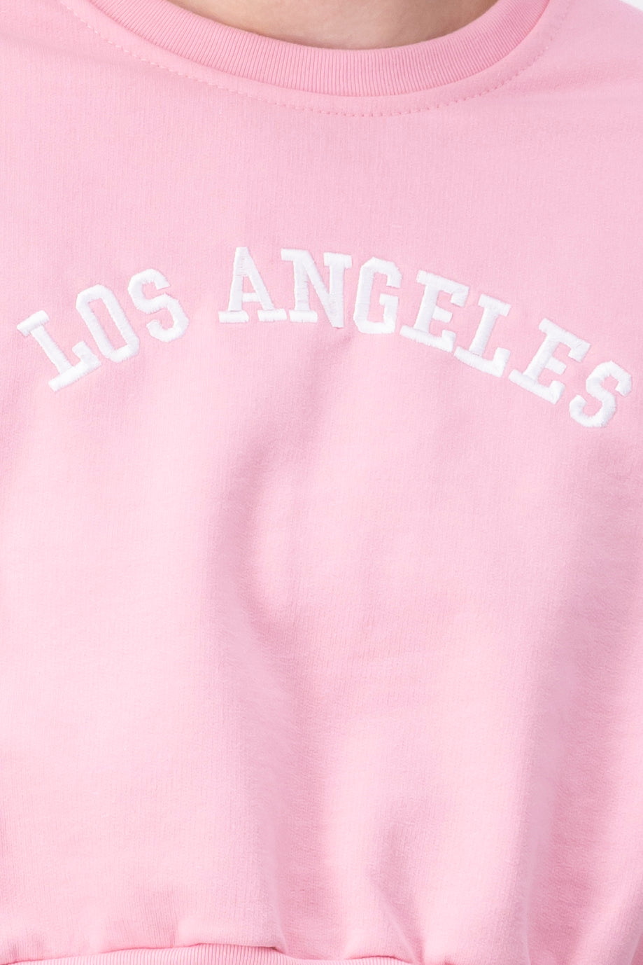 Embroidered Los Angeles Sweatshirt PASTEL PINK