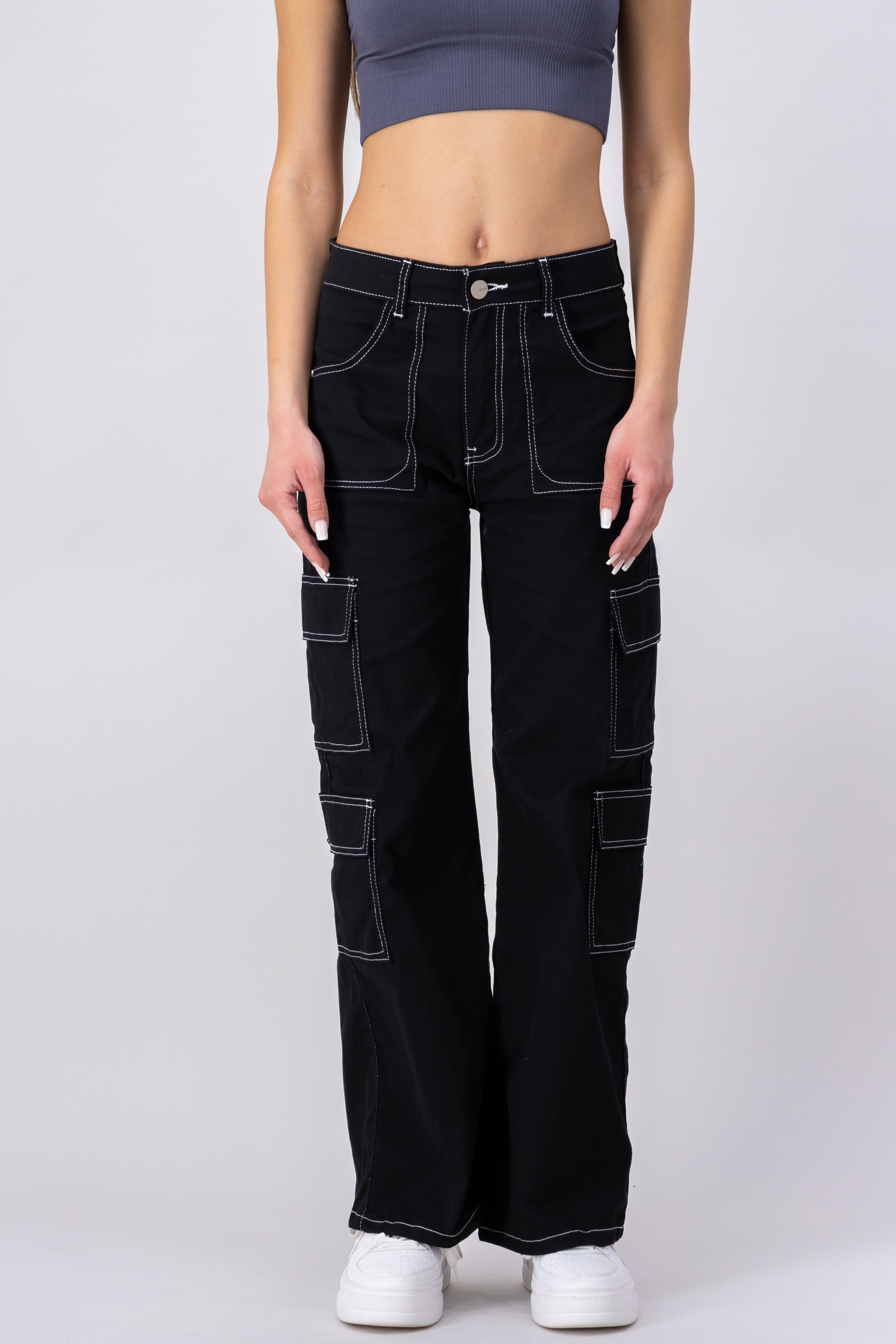 Cargo StraightLeg Jeans BLACK