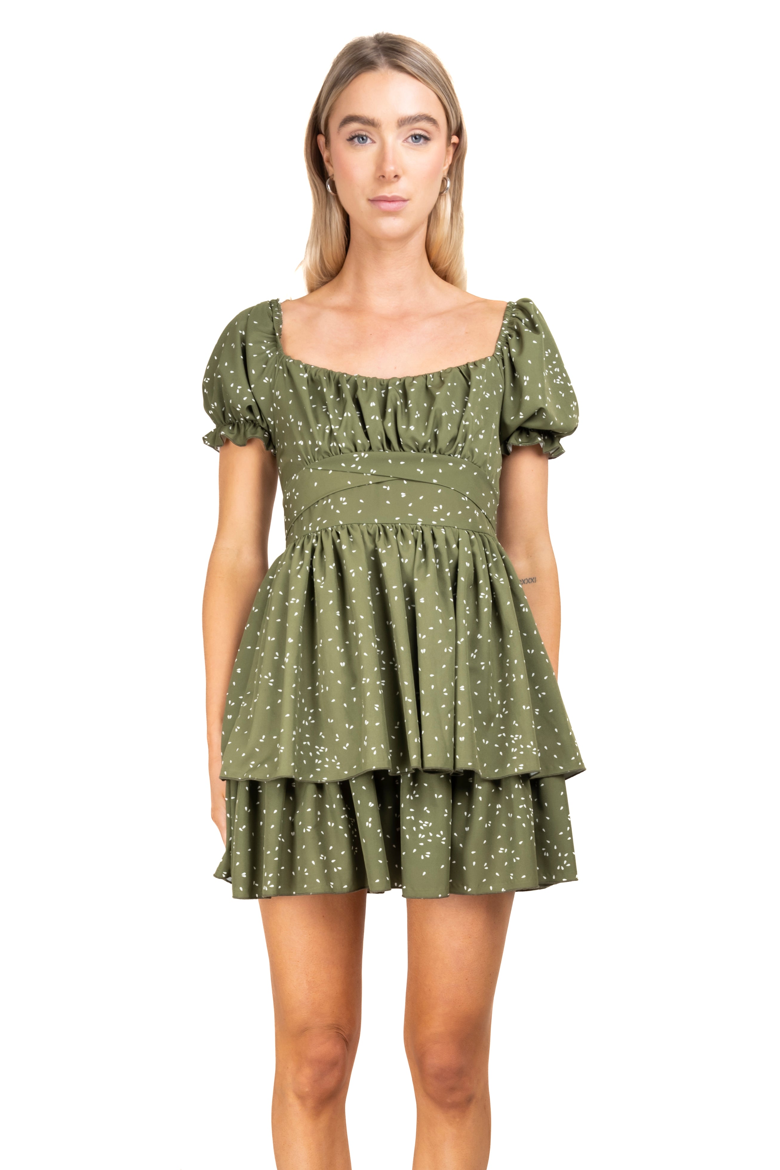 Printed mini dress OLIVE COMBO