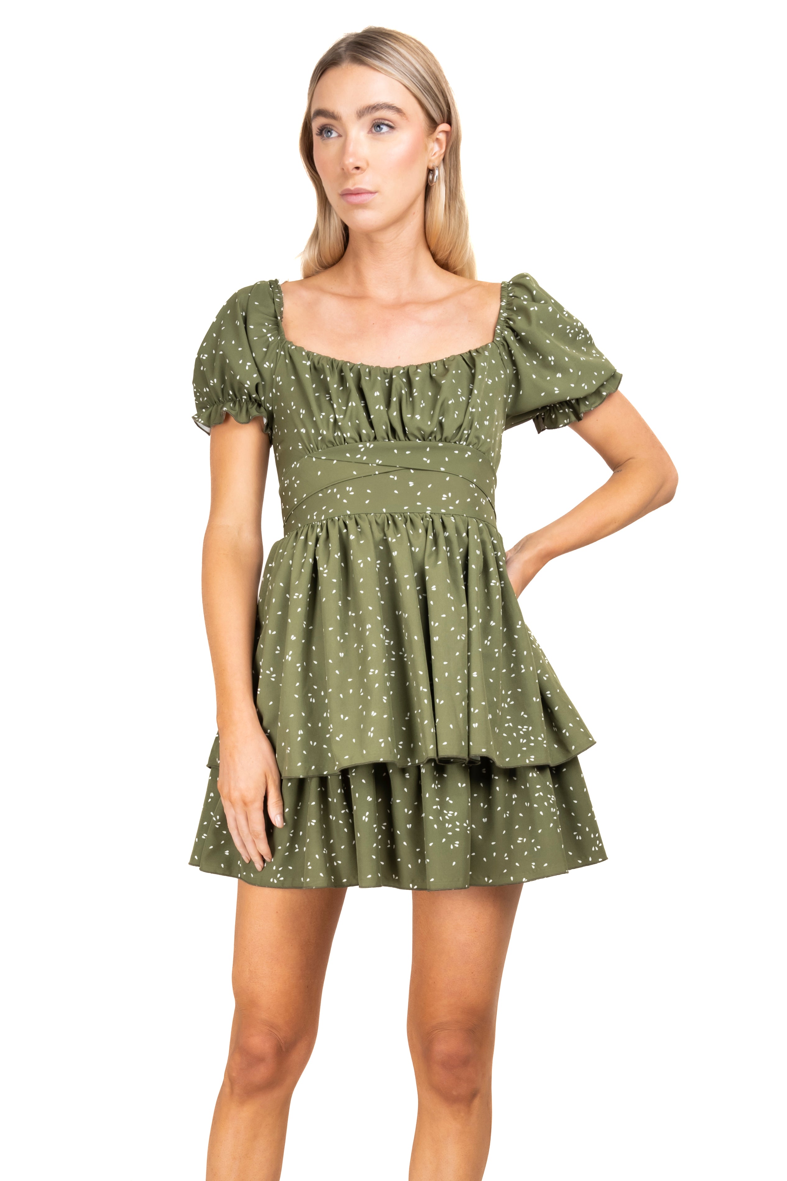 Printed mini dress OLIVE COMBO