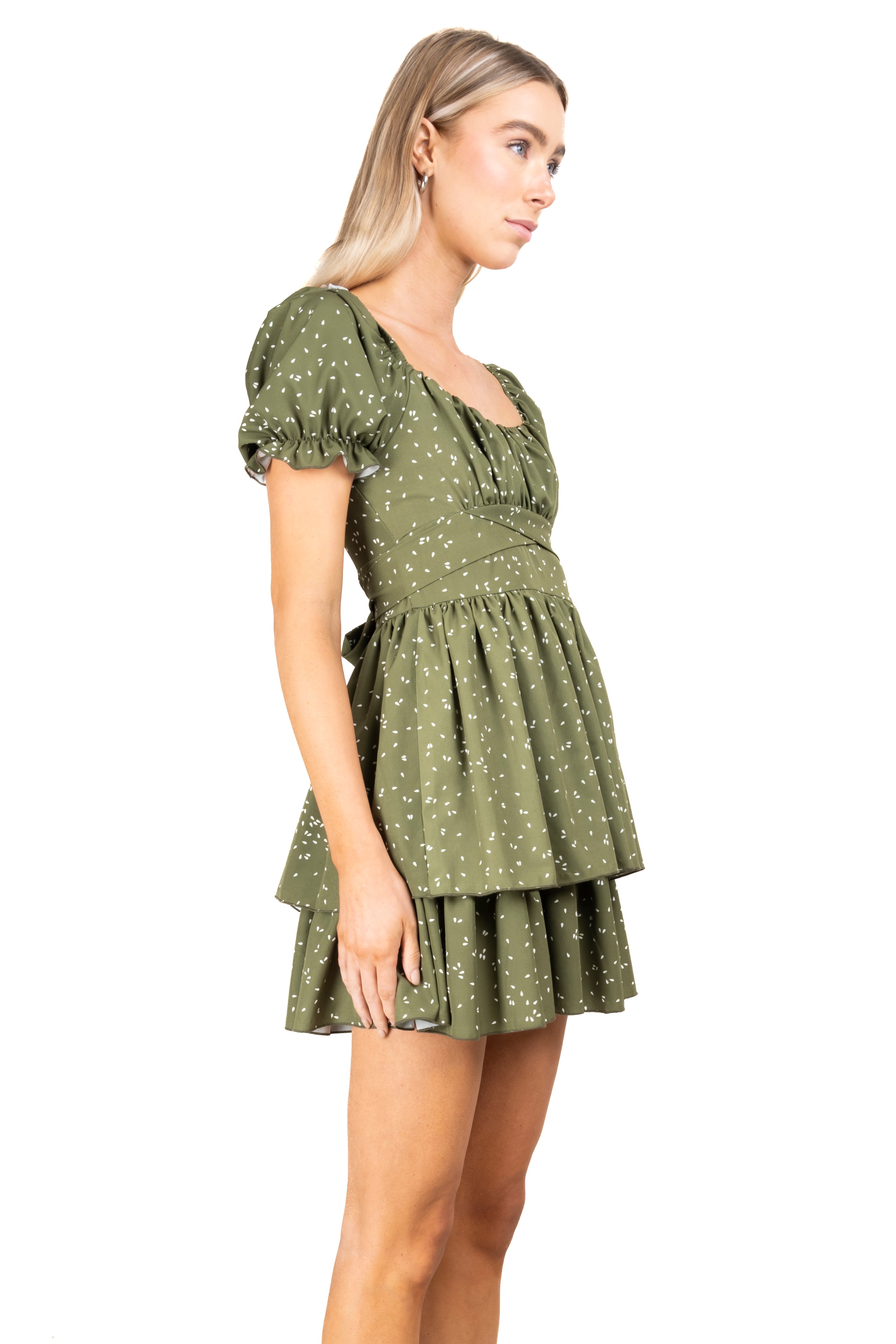 Printed mini dress OLIVE COMBO