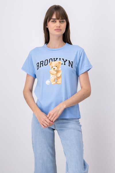 Brooklyn bear print tshirt FOREST GREEN