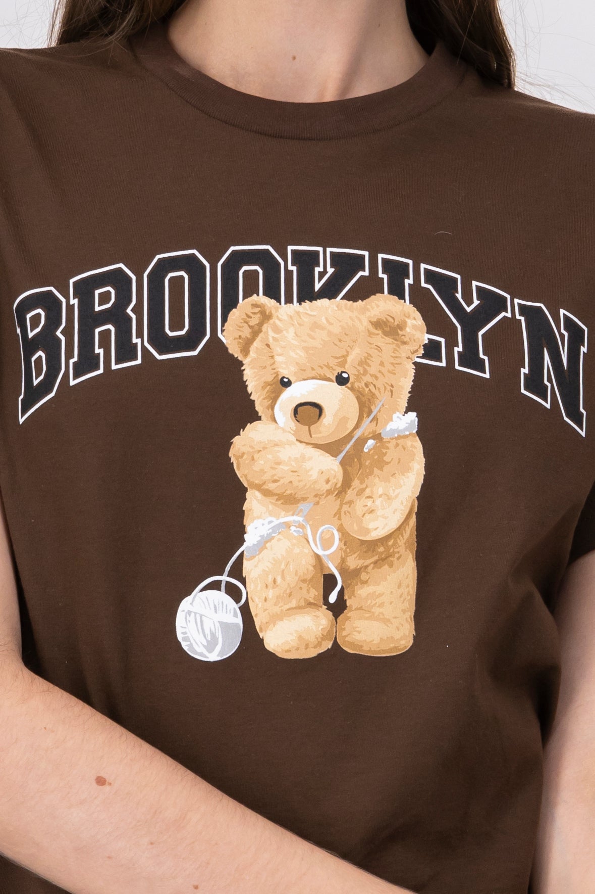 Brooklyn bear print tshirt BROWN