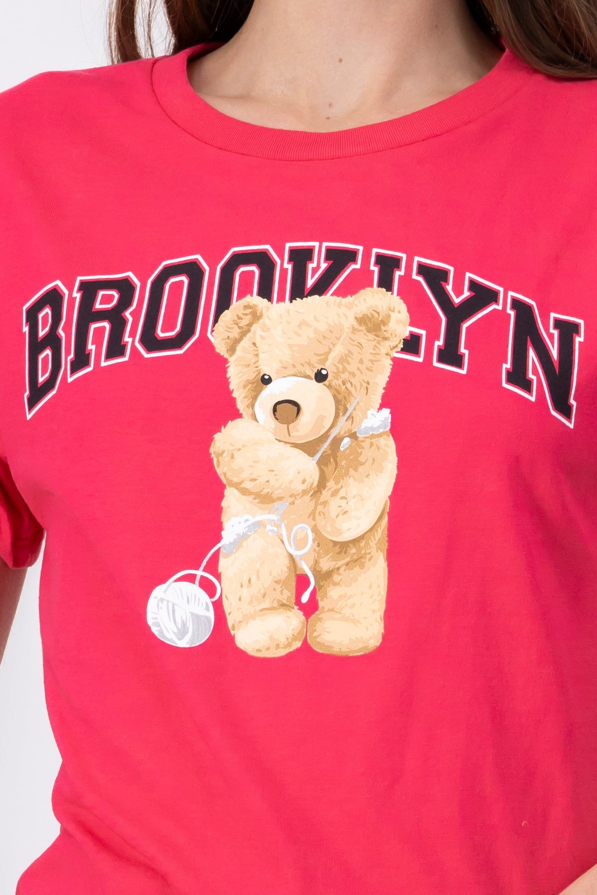 Brooklyn bear print tshirt FUCHSIA