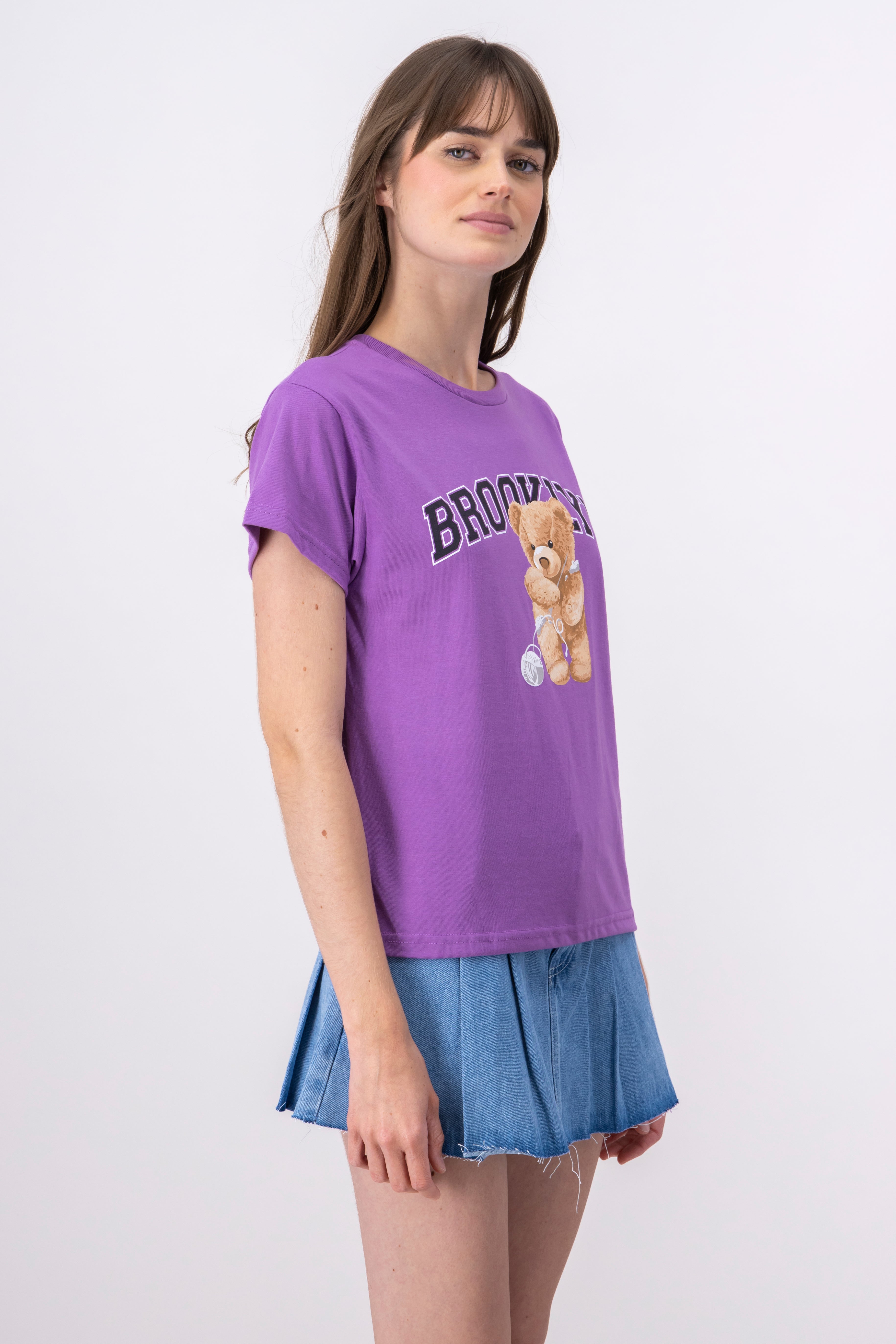 Brooklyn bear print tshirt DARK PURPLE